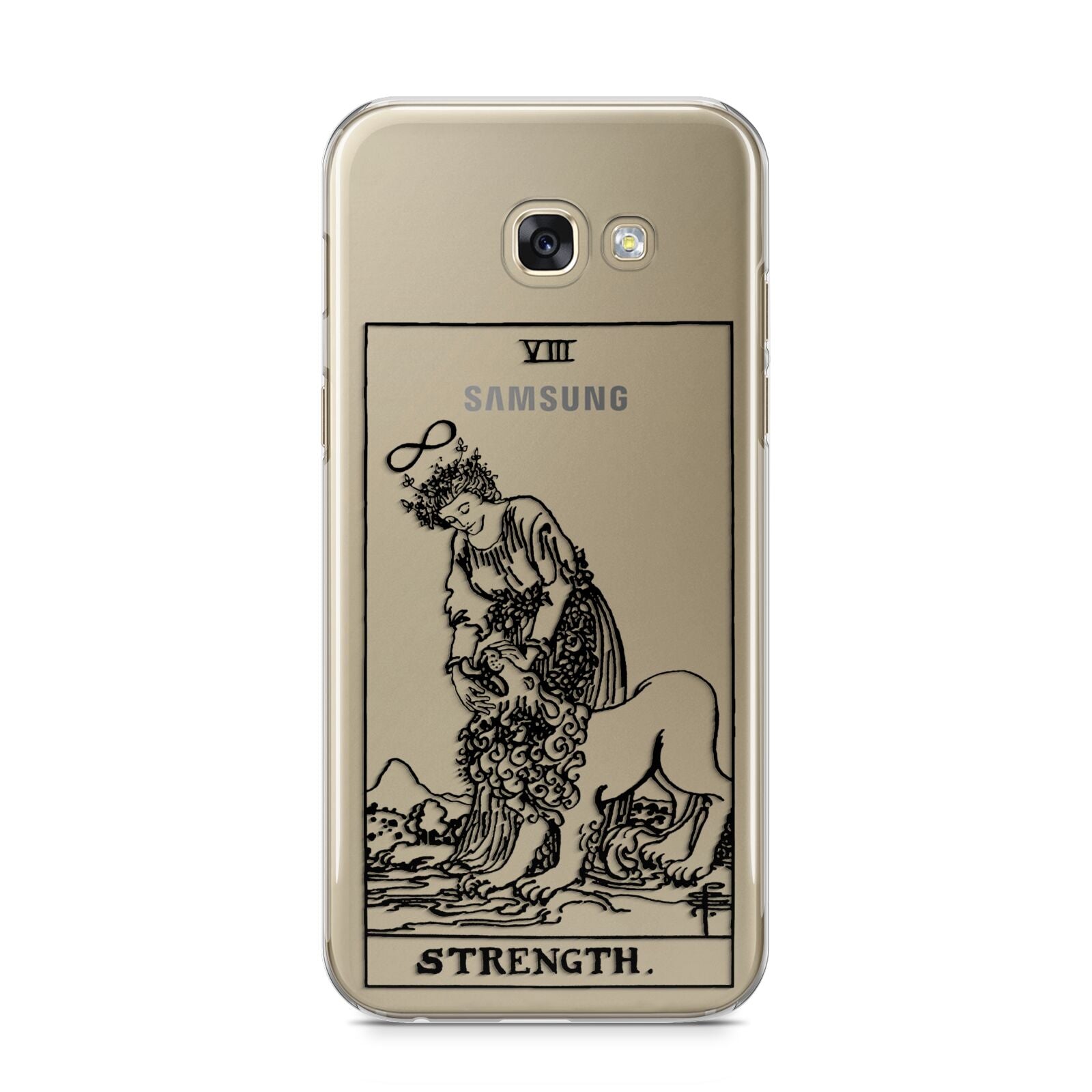 Strength Monochrome Tarot Card Samsung Galaxy A5 2017 Case on gold phone