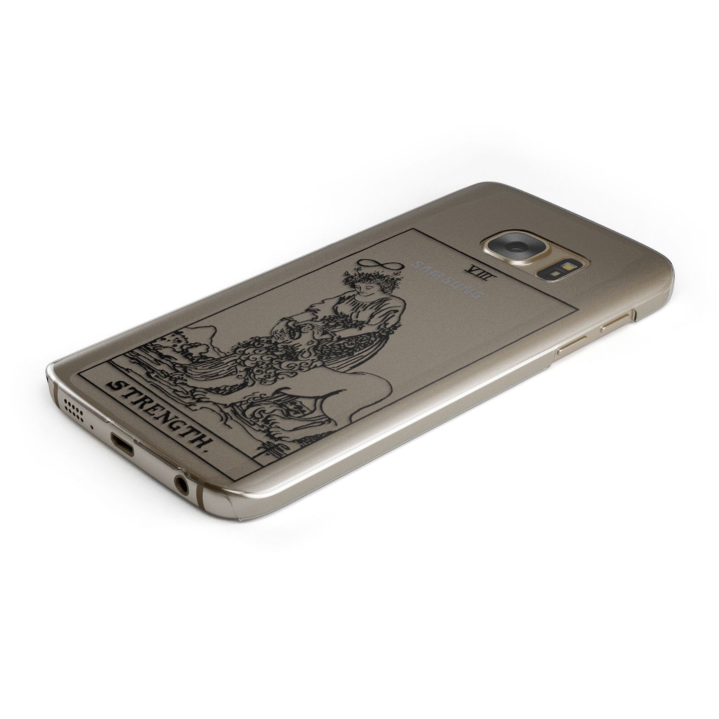 Strength Monochrome Tarot Card Samsung Galaxy Case Bottom Cutout