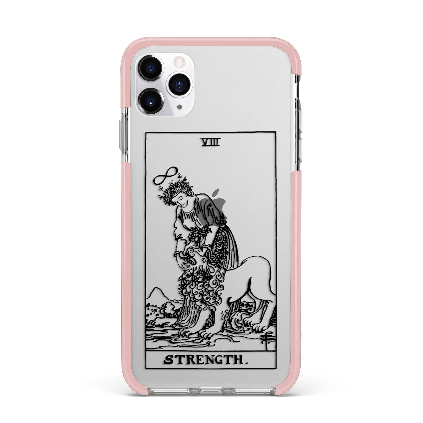 Strength Monochrome Tarot Card iPhone 11 Pro Max Impact Pink Edge Case