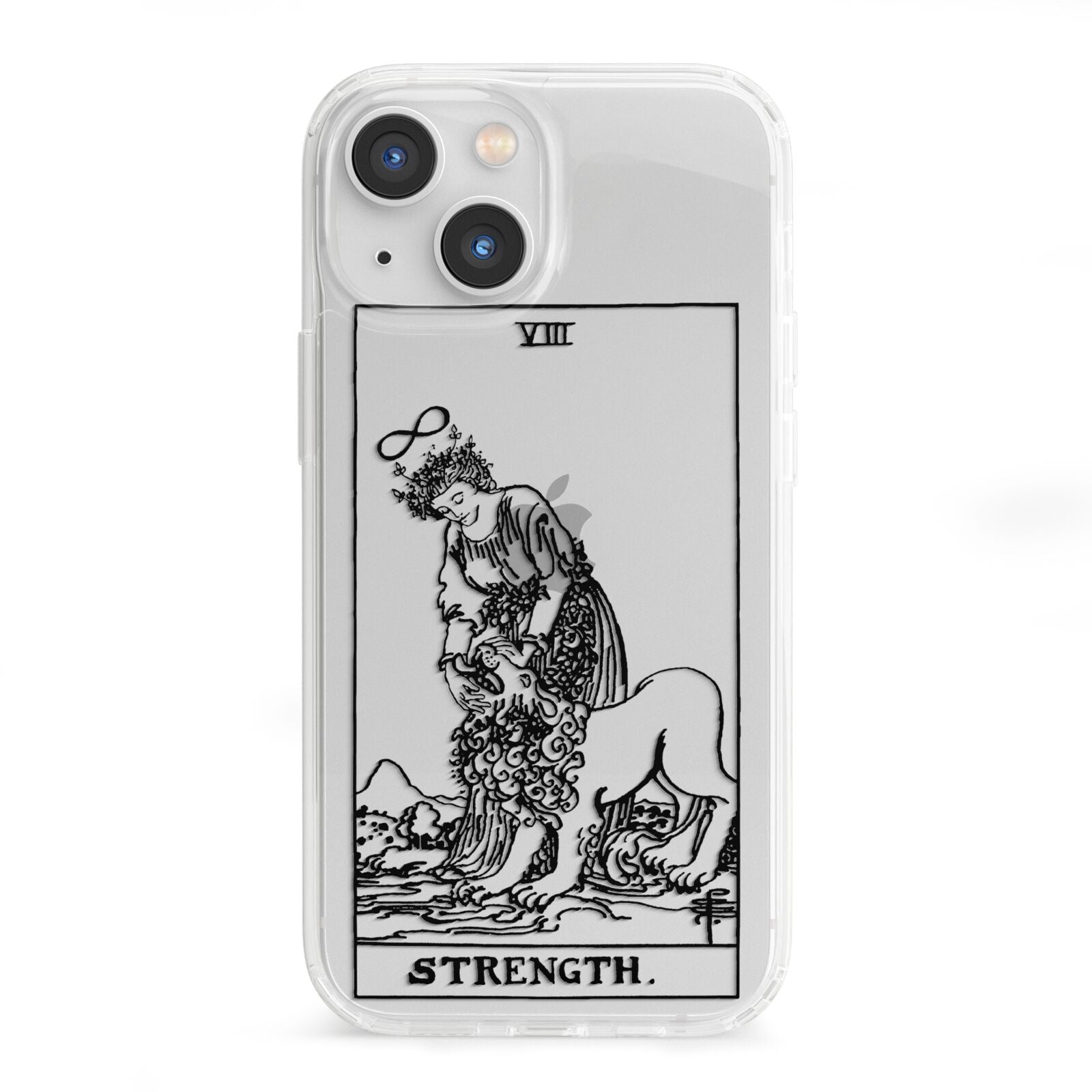 Strength Monochrome Tarot Card iPhone 13 Mini Clear Bumper Case