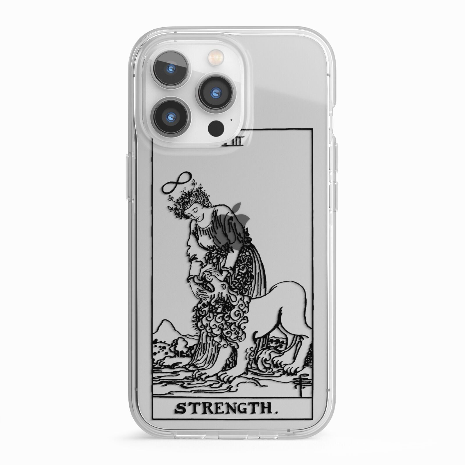 Strength Monochrome Tarot Card iPhone 13 Pro TPU Impact Case with White Edges