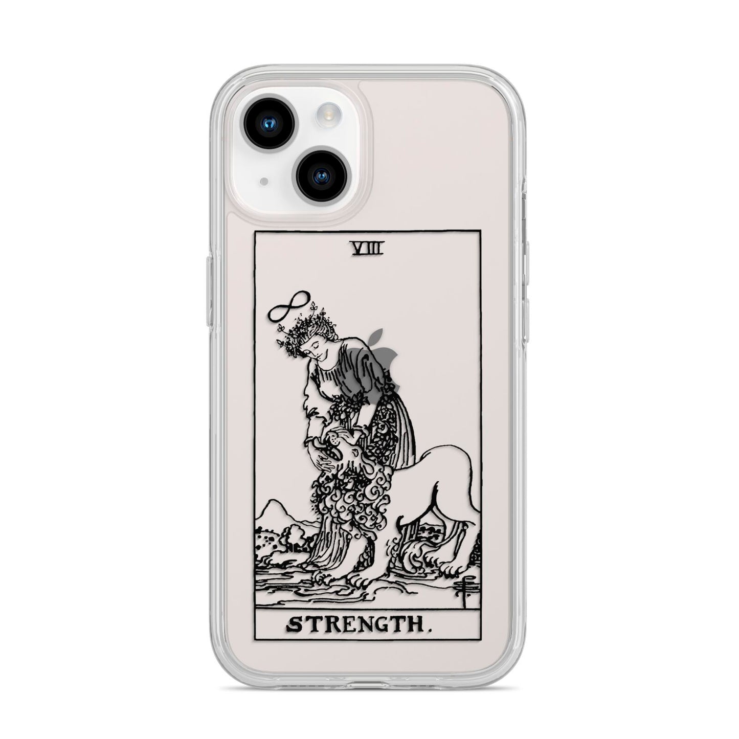 Strength Monochrome Tarot Card iPhone 14 Clear Tough Case Starlight