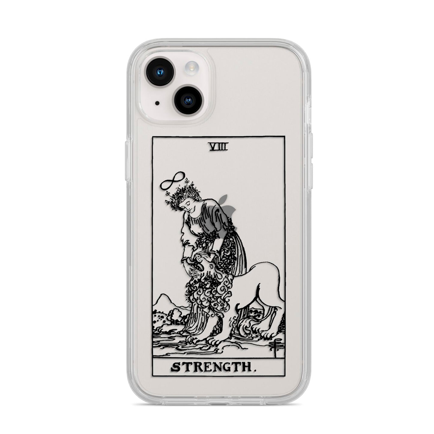 Strength Monochrome Tarot Card iPhone 14 Plus Clear Tough Case Starlight