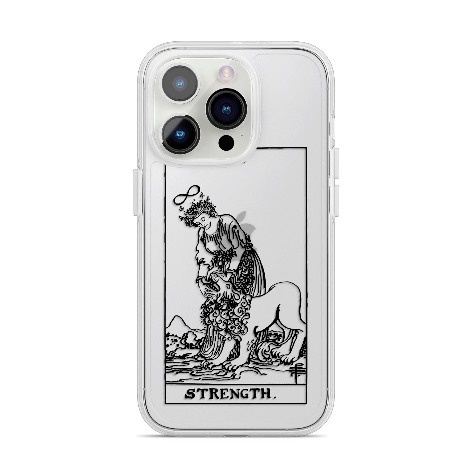 Strength Monochrome Tarot Card iPhone 14 Pro Clear Tough Case Silver