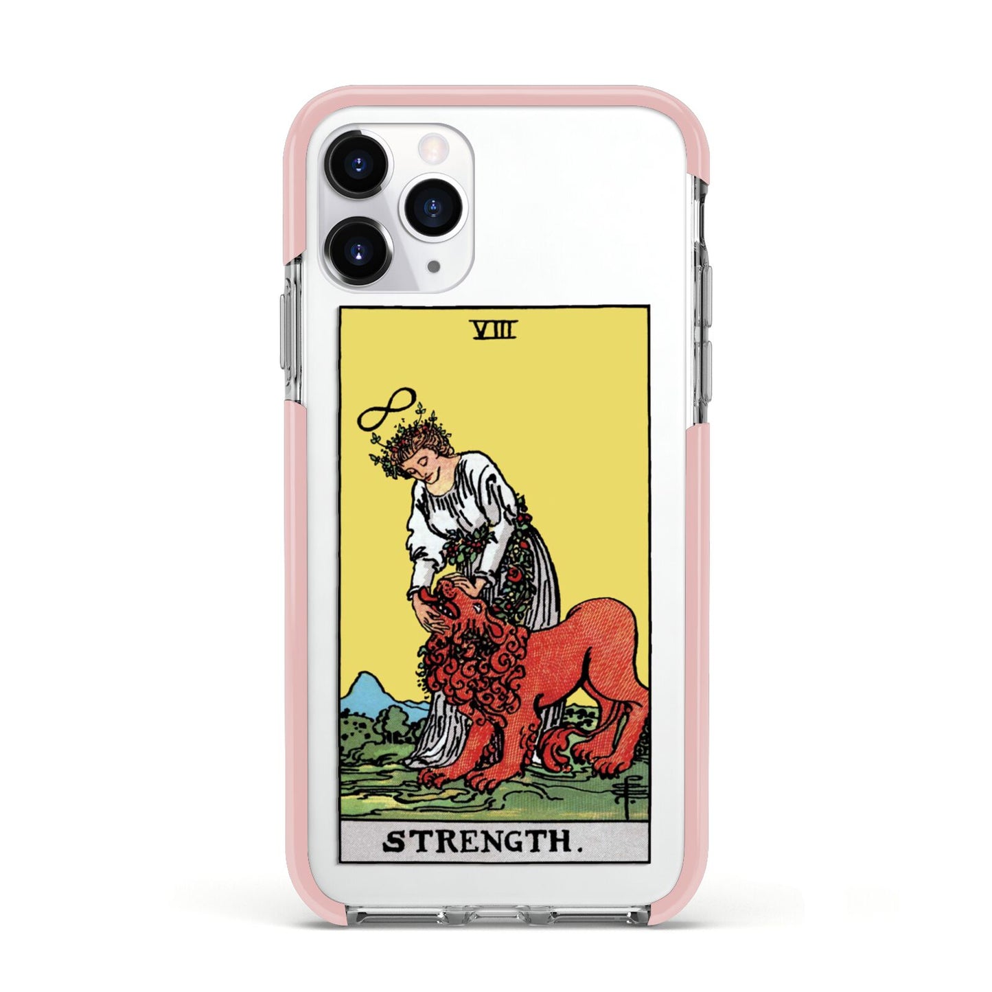 Strength Tarot Card Apple iPhone 11 Pro in Silver with Pink Impact Case