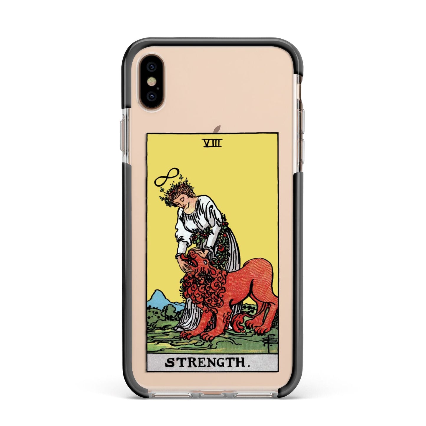 Strength Tarot Card Apple iPhone Xs Max Impact Case Black Edge on Gold Phone