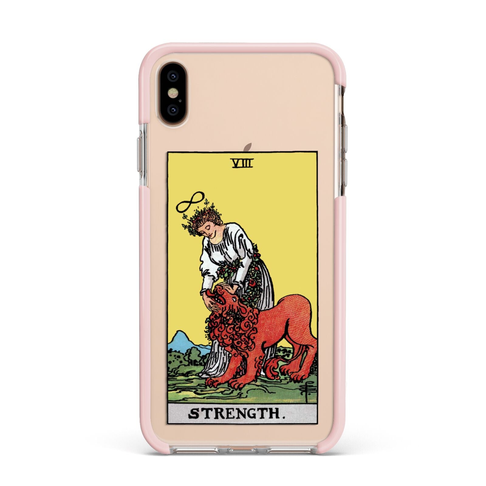 Strength Tarot Card Apple iPhone Xs Max Impact Case Pink Edge on Gold Phone