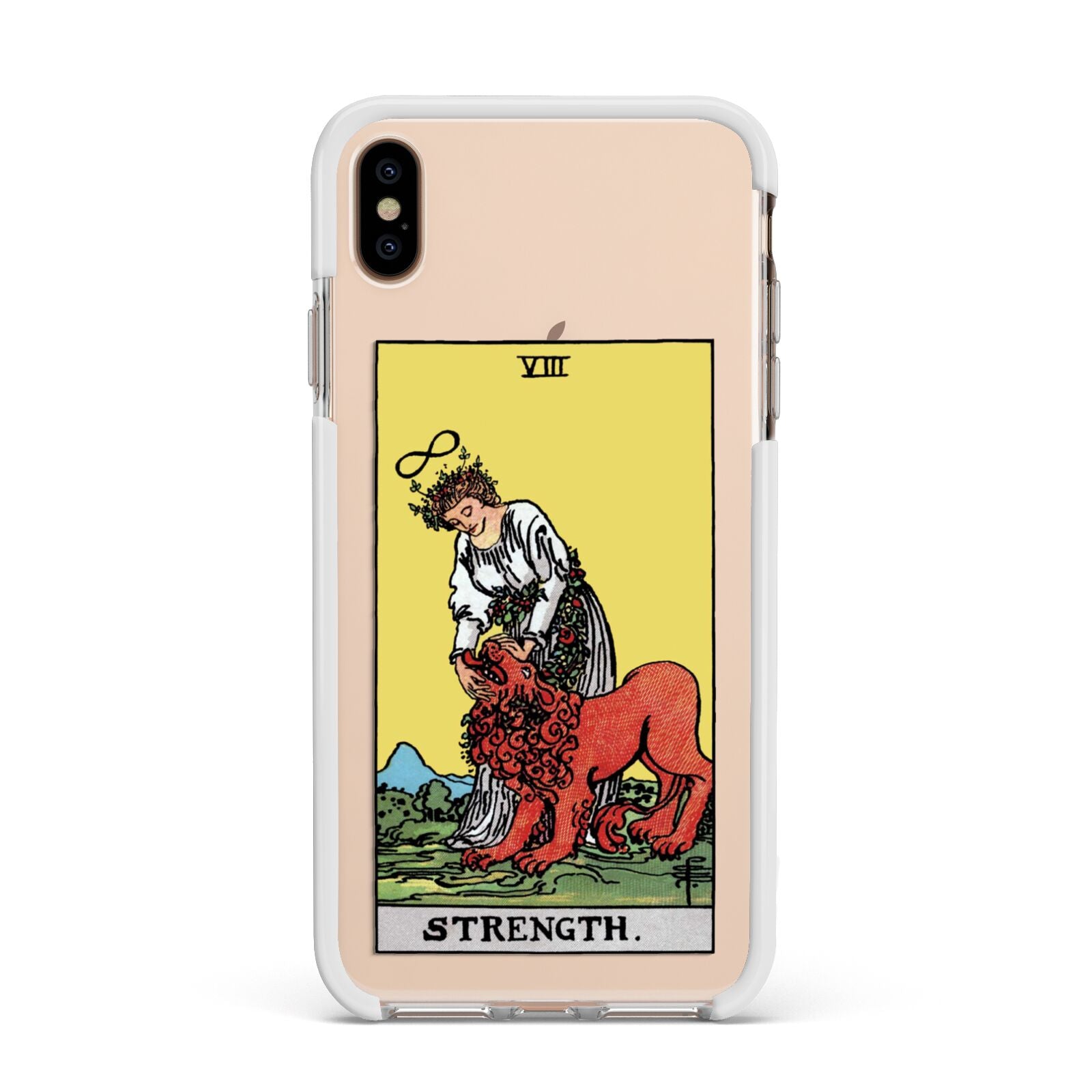 Strength Tarot Card Apple iPhone Xs Max Impact Case White Edge on Gold Phone