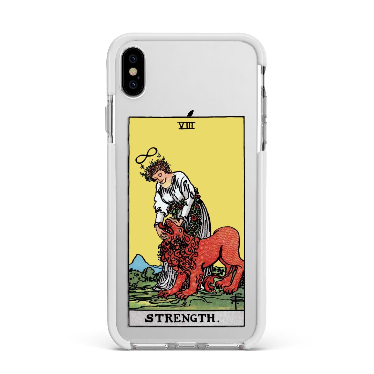 Strength Tarot Card Apple iPhone Xs Max Impact Case White Edge on Silver Phone