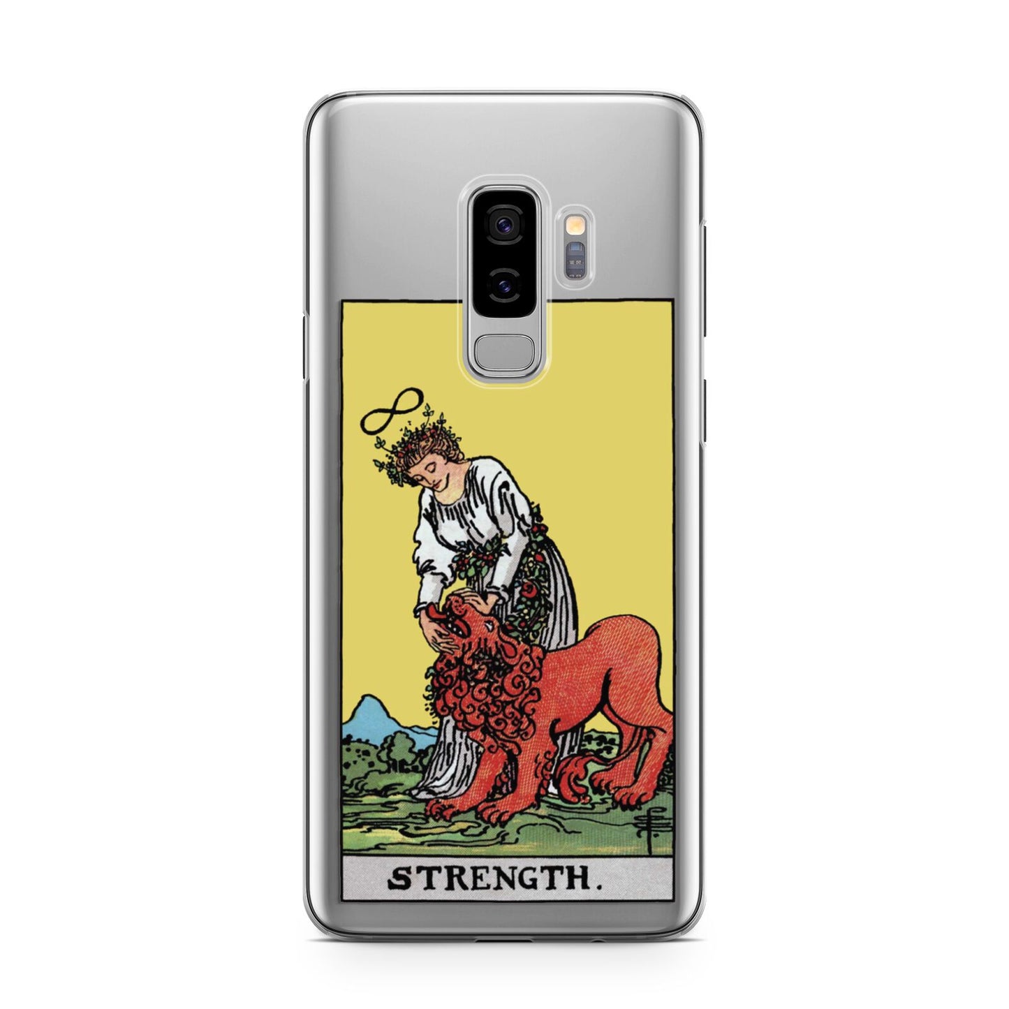 Strength Tarot Card Samsung Galaxy S9 Plus Case on Silver phone
