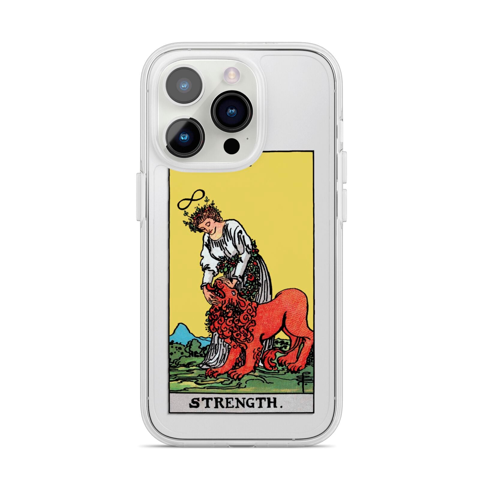 Strength Tarot Card iPhone 14 Pro Clear Tough Case Silver