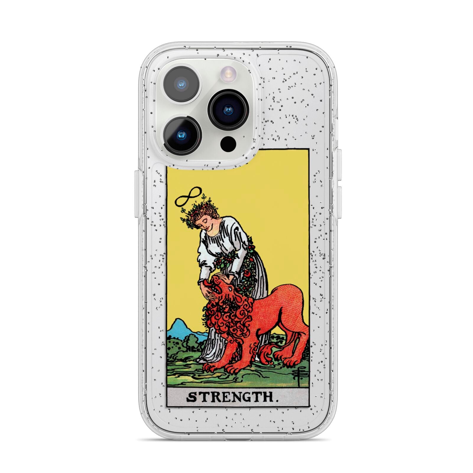 Strength Tarot Card iPhone 14 Pro Glitter Tough Case Silver