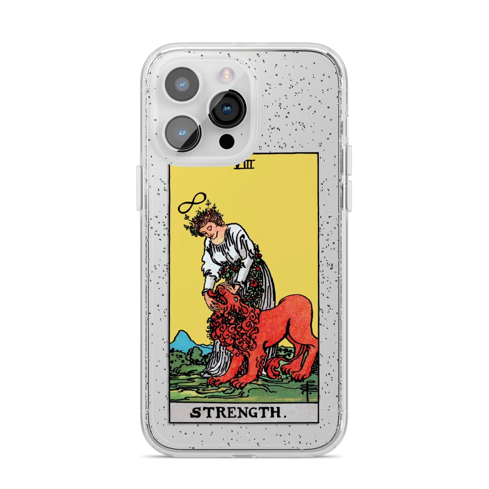 Strength Tarot Card iPhone 14 Pro Max Glitter Tough Case Silver