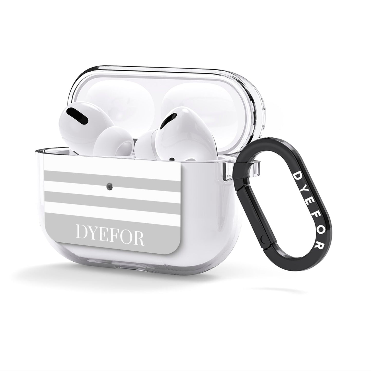 Stripes Personalised Name AirPods Clear Case 3rd Gen Side Image