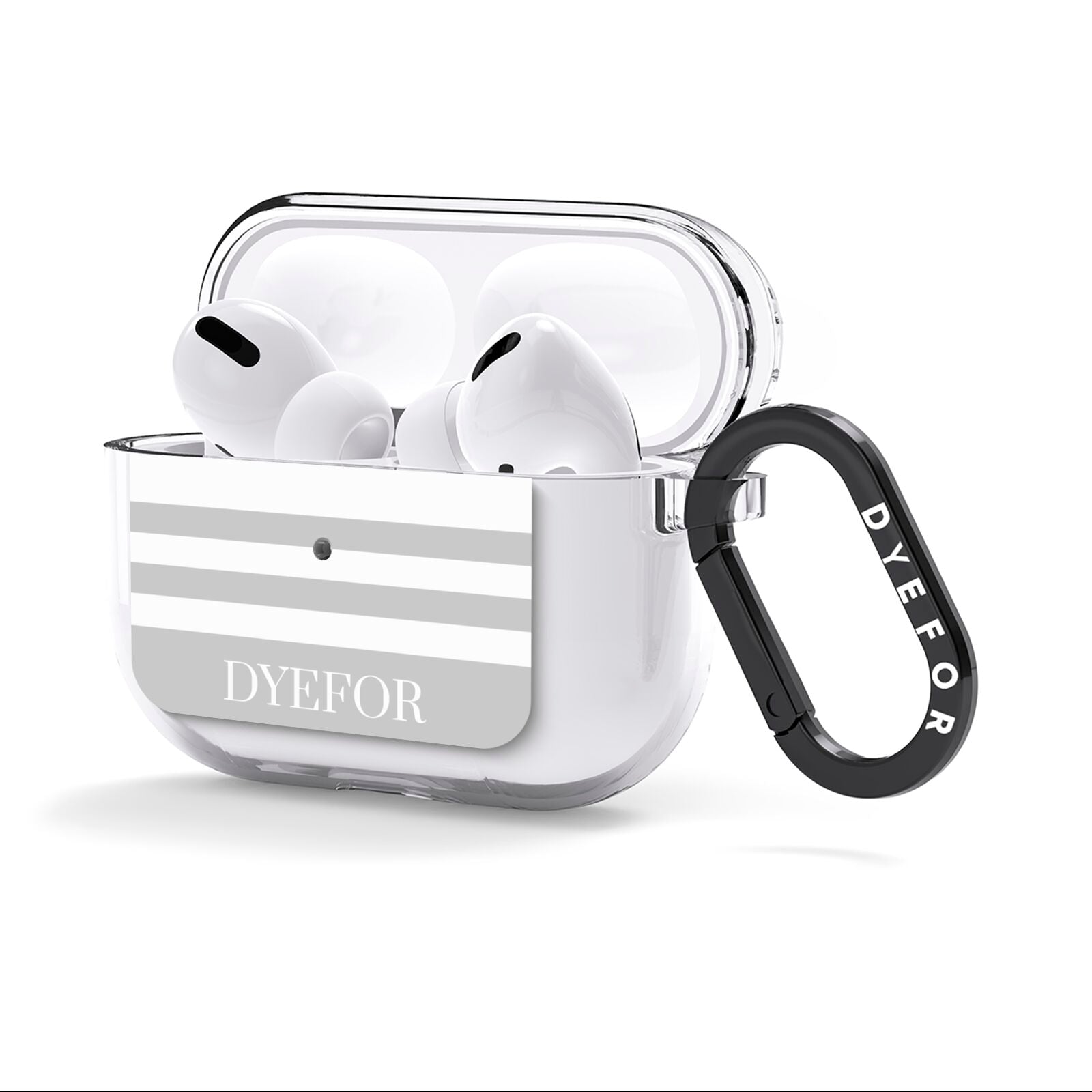 Stripes Personalised Name AirPods Clear Case 3rd Gen Side Image