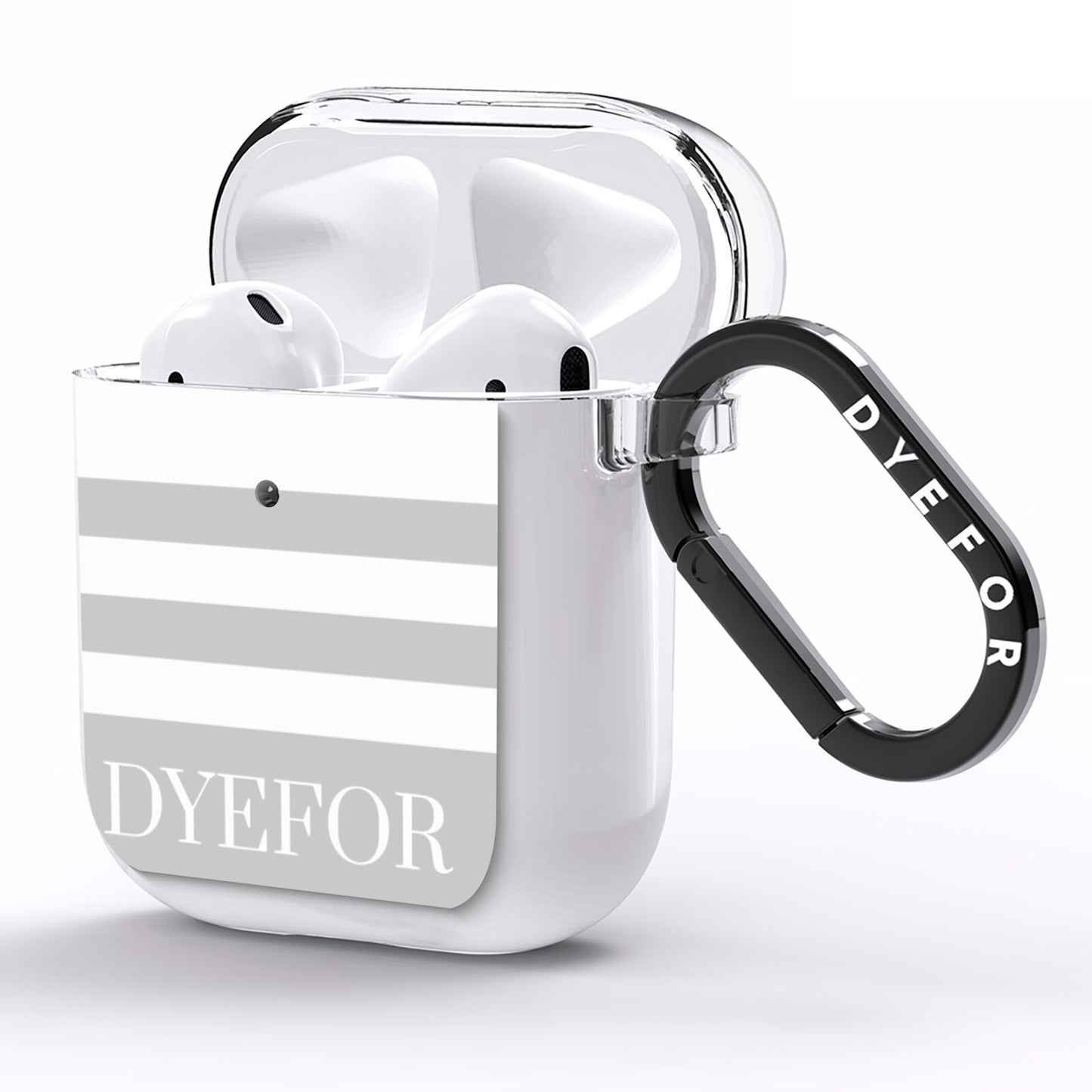 Stripes Personalised Name AirPods Clear Case Side Image