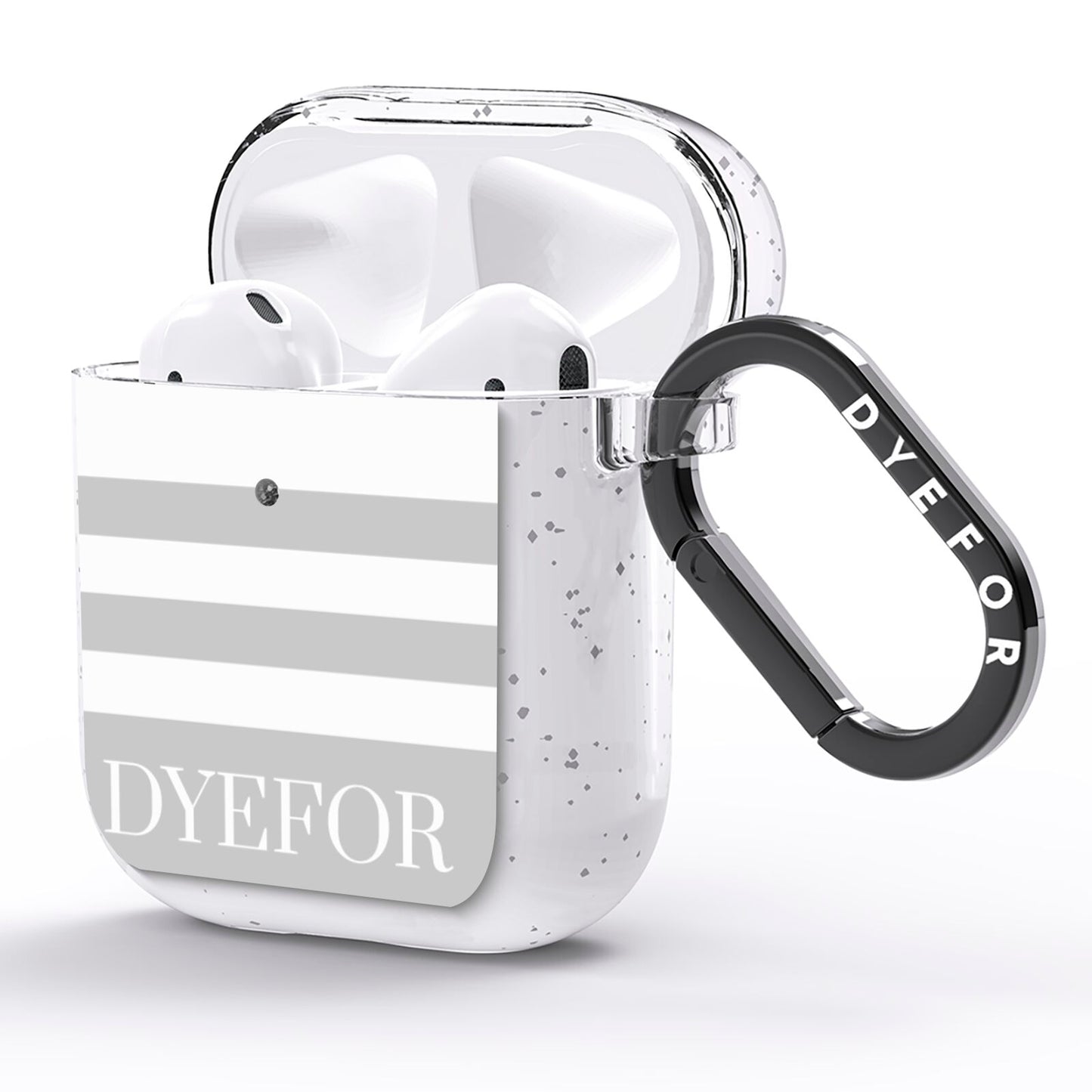 Stripes Personalised Name AirPods Glitter Case Side Image