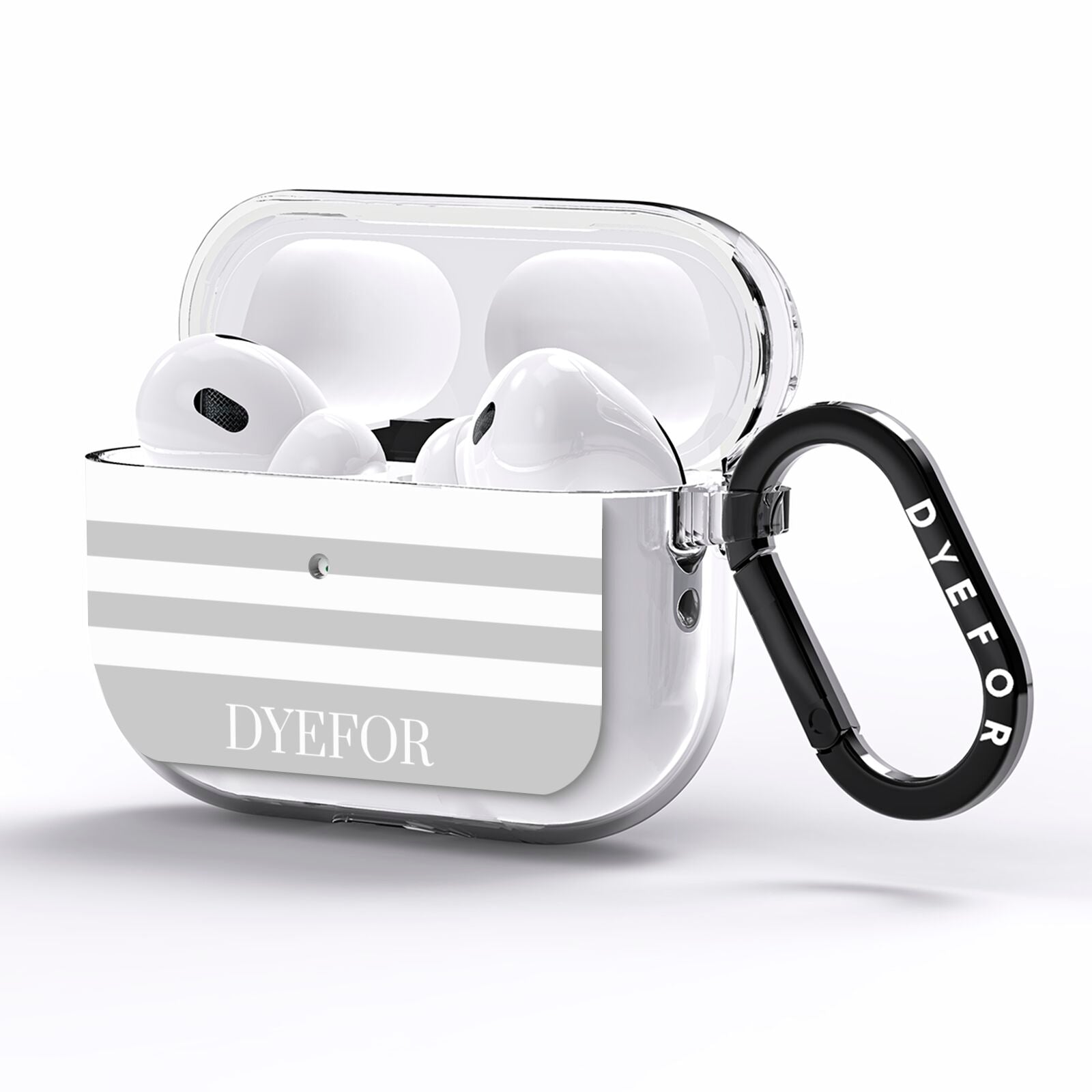 Stripes Personalised Name AirPods Pro Clear Case Side Image