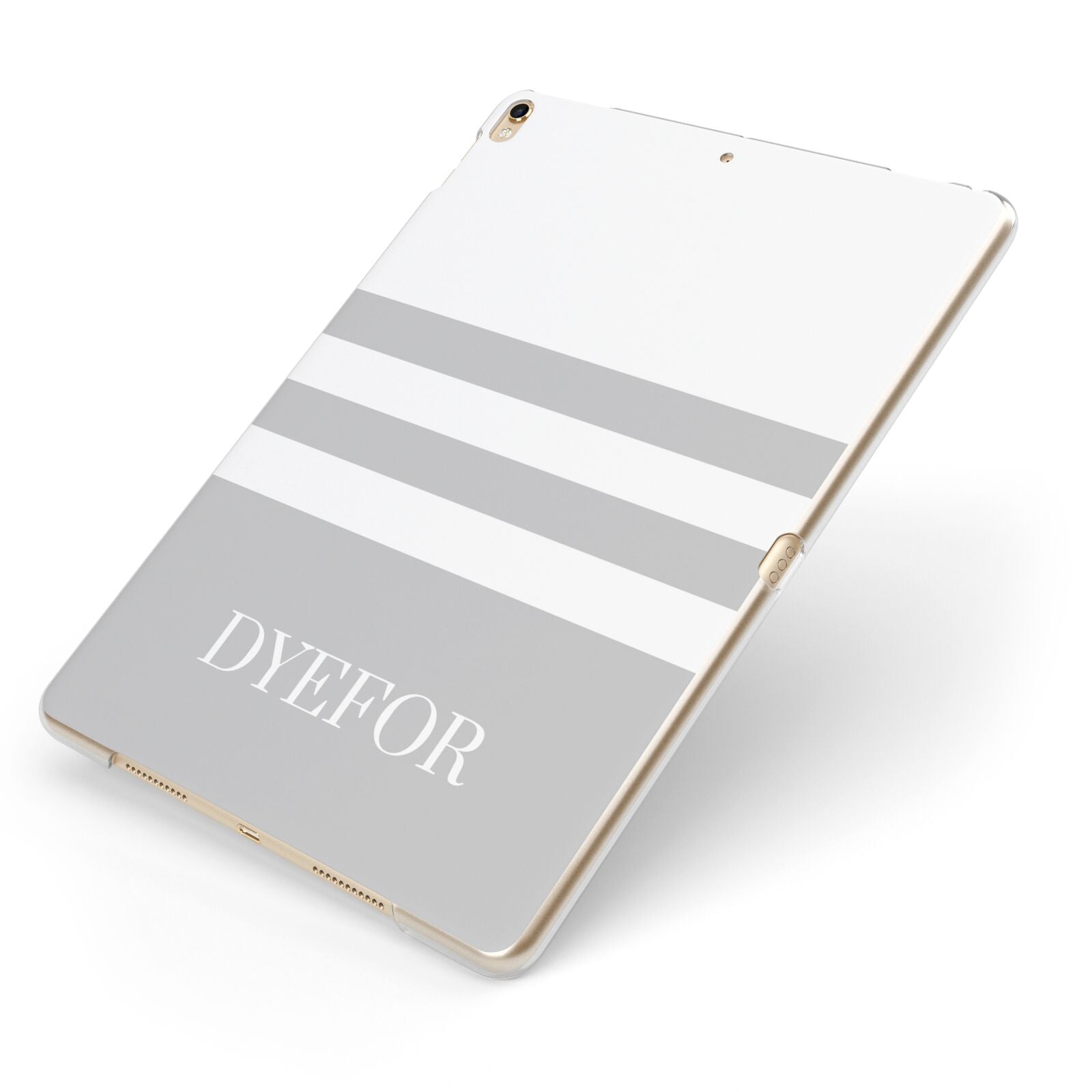 Stripes Personalised Name Apple iPad Case on Gold iPad Side View