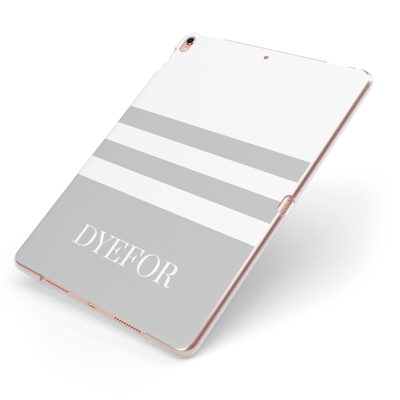 Stripes Personalised Name Apple iPad Case on Rose Gold iPad Side View