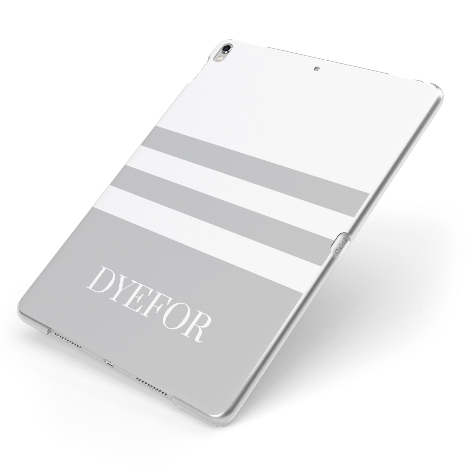 Stripes Personalised Name Apple iPad Case on Silver iPad Side View