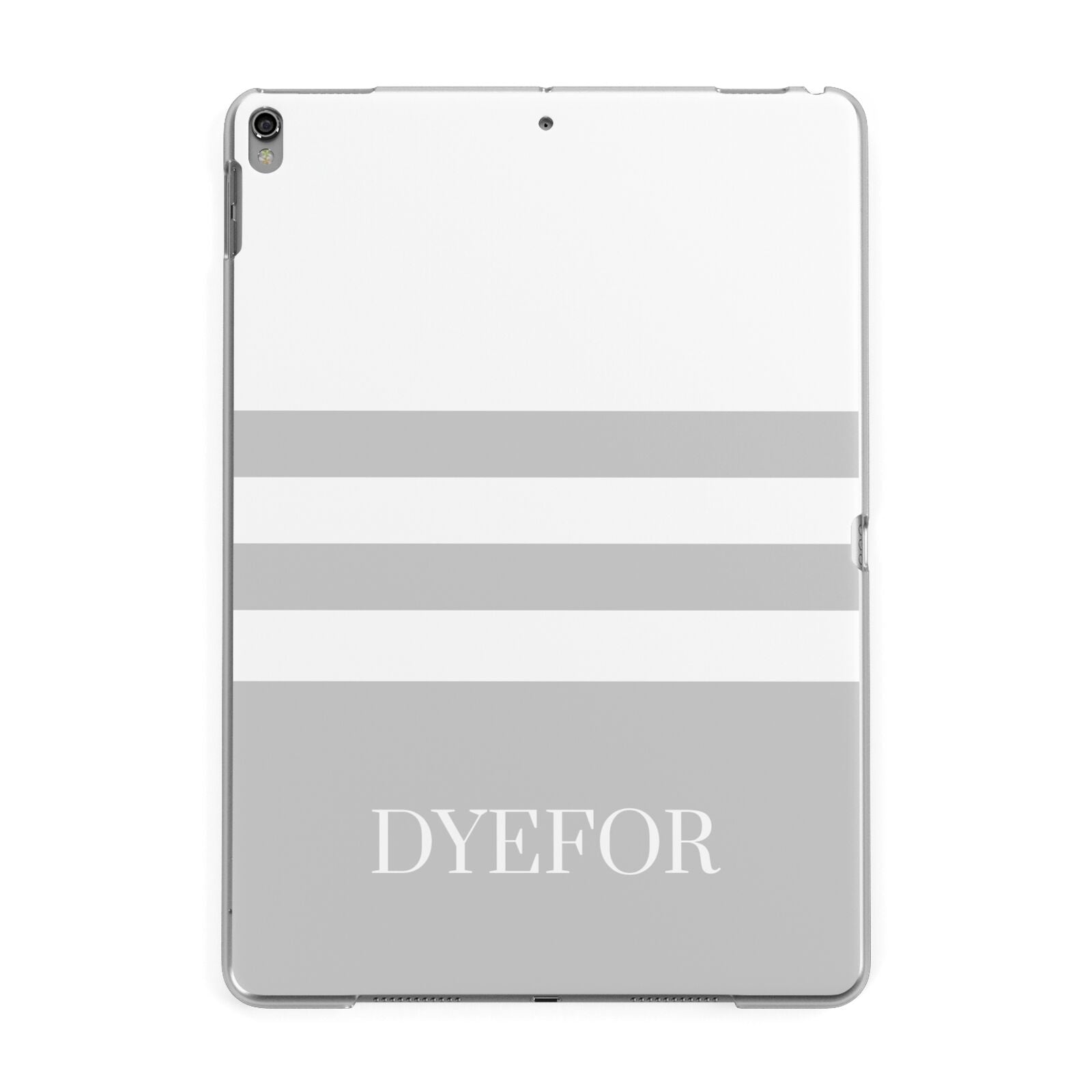 Stripes Personalised Name Apple iPad Grey Case