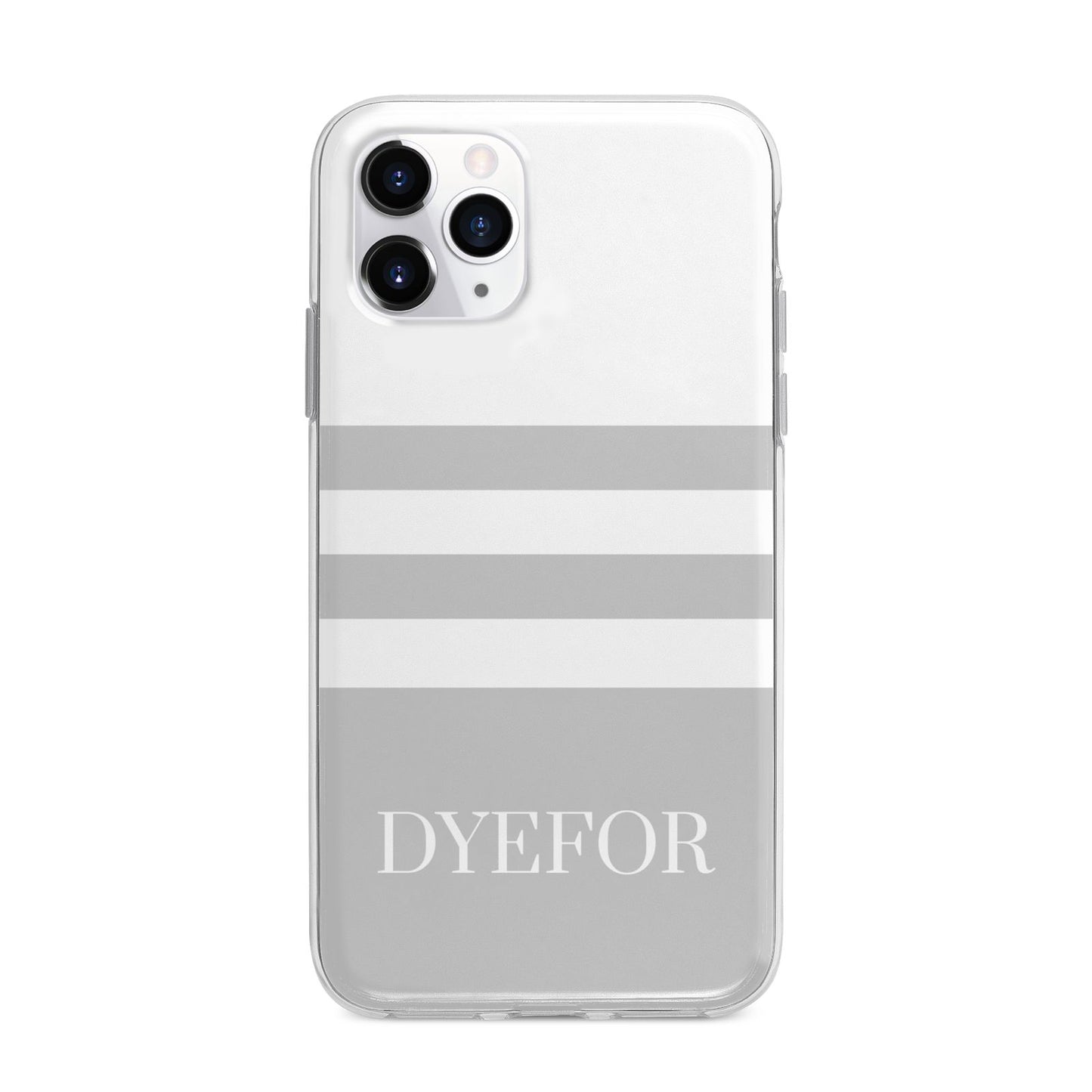 Stripes Personalised Name Apple iPhone 11 Pro Max in Silver with Bumper Case