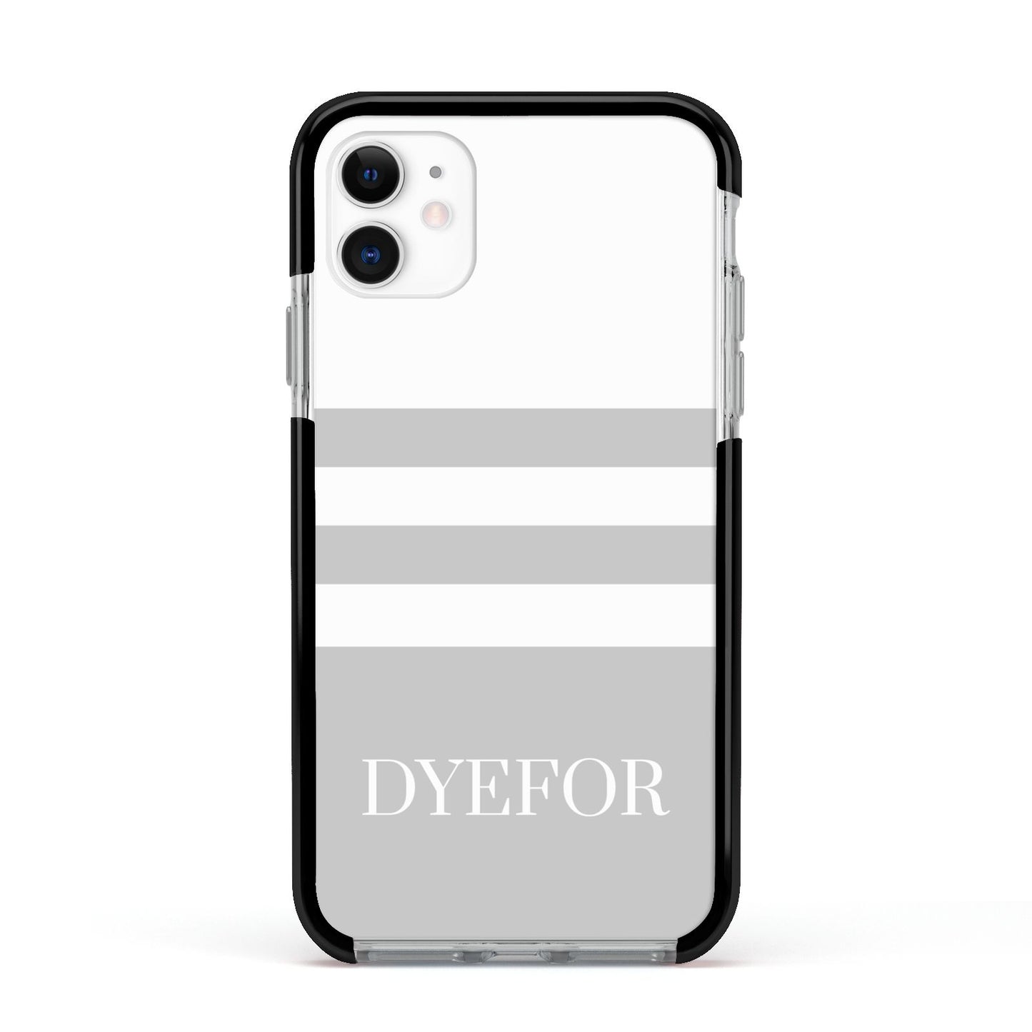 Stripes Personalised Name Apple iPhone 11 in White with Black Impact Case