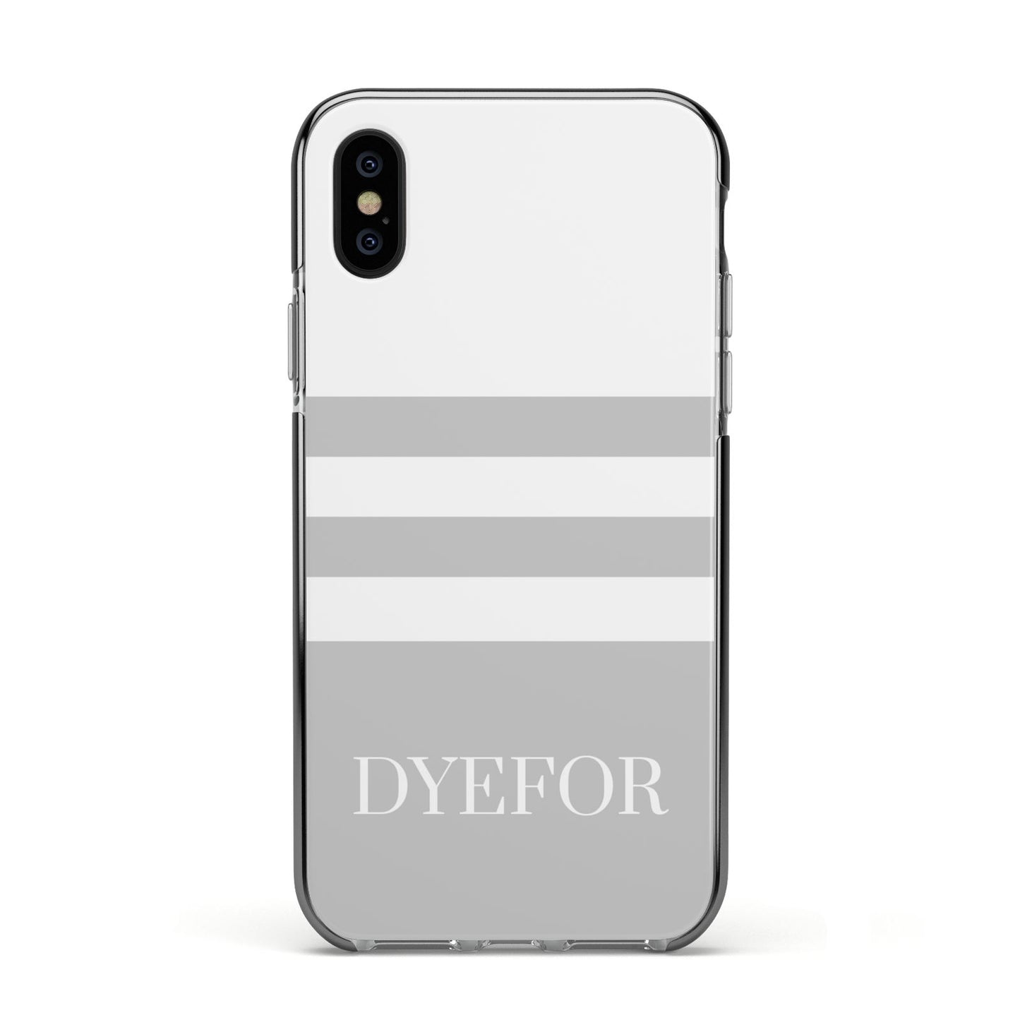 Stripes Personalised Name Apple iPhone Xs Impact Case Black Edge on Black Phone