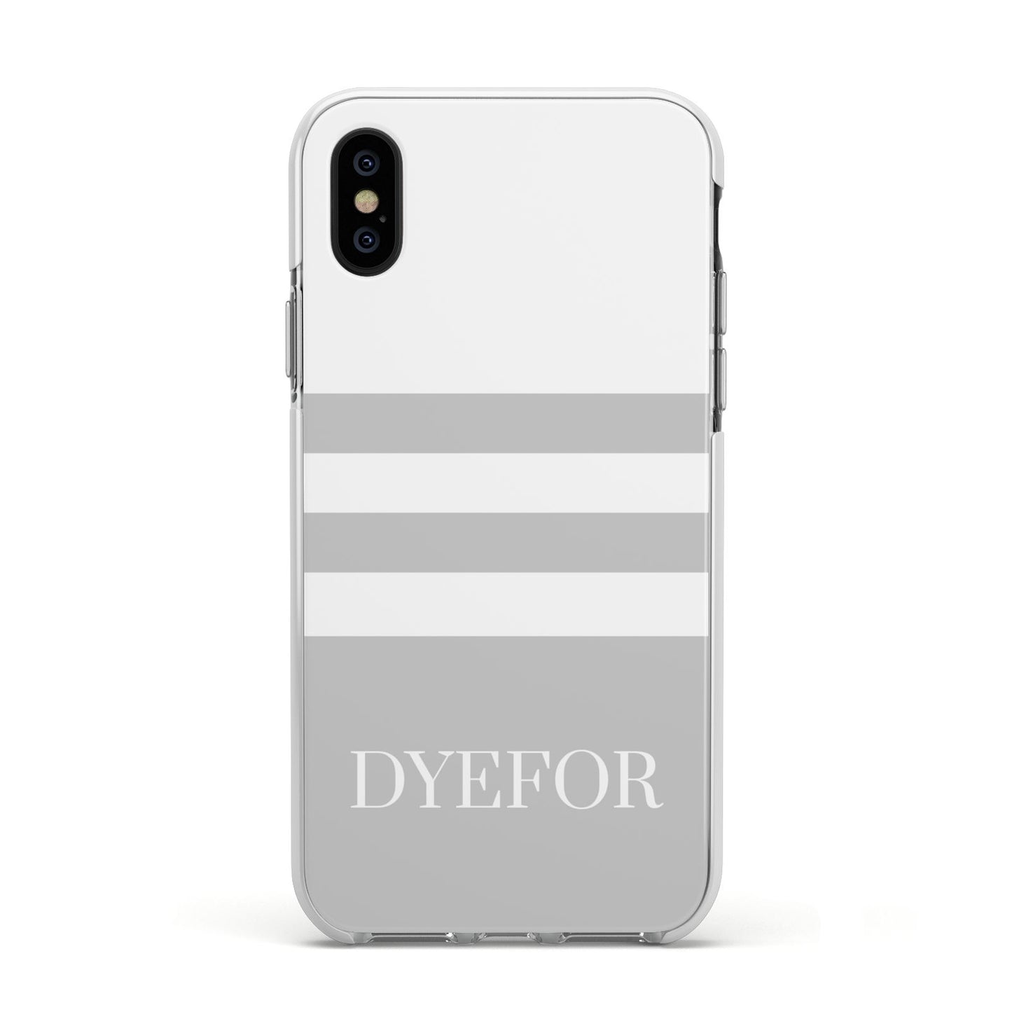 Stripes Personalised Name Apple iPhone Xs Impact Case White Edge on Black Phone