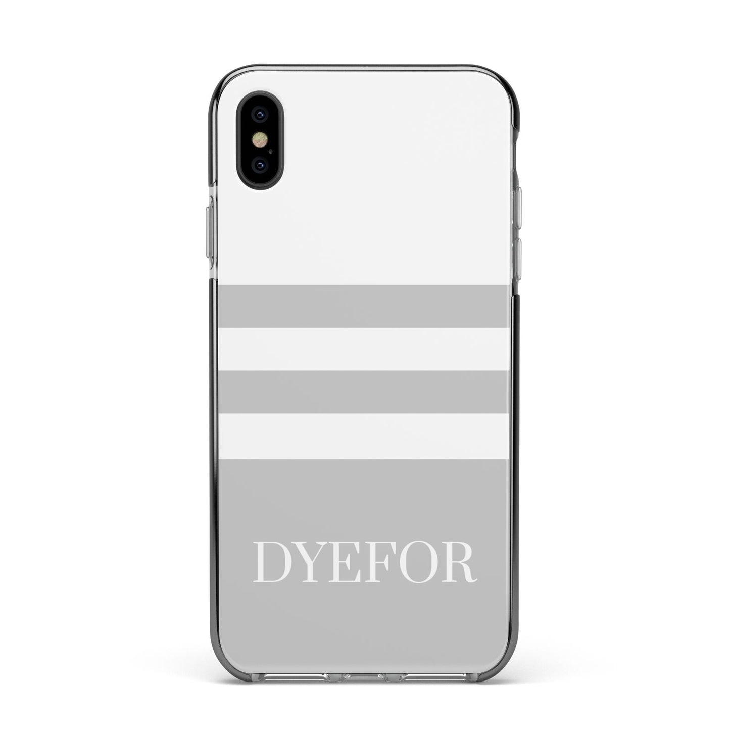 Stripes Personalised Name Apple iPhone Xs Max Impact Case Black Edge on Black Phone