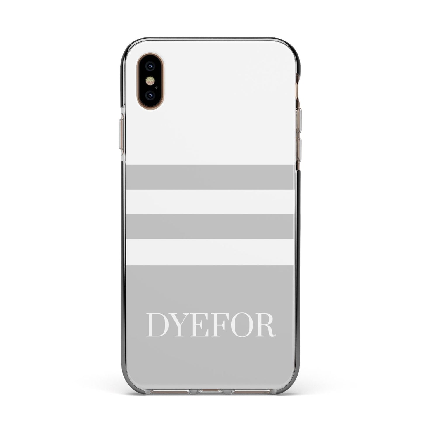 Stripes Personalised Name Apple iPhone Xs Max Impact Case Black Edge on Gold Phone