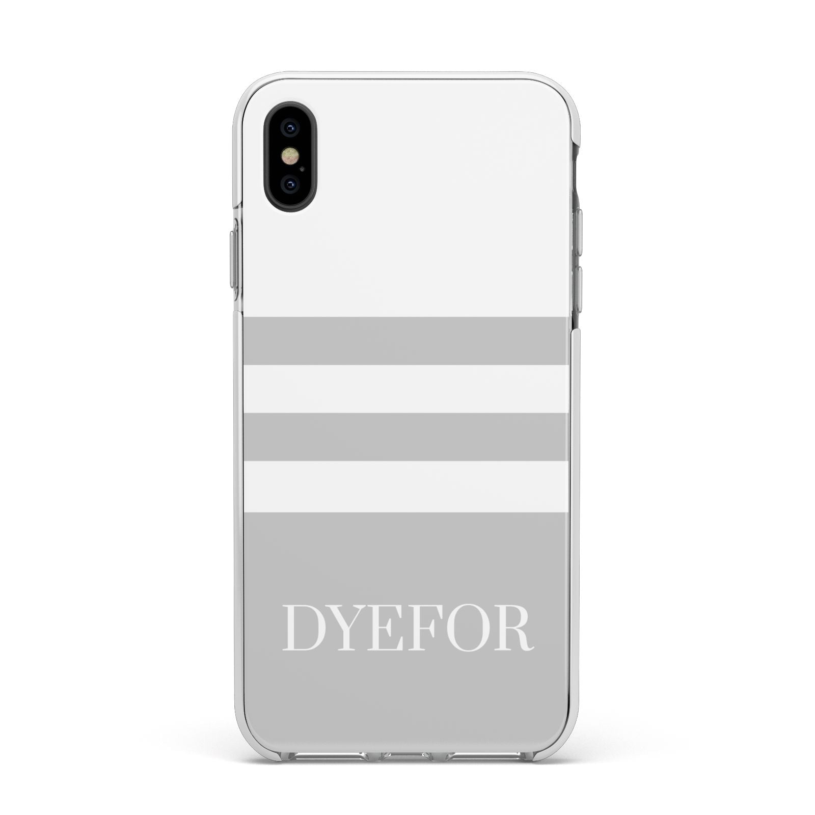 Stripes Personalised Name Apple iPhone Xs Max Impact Case White Edge on Black Phone