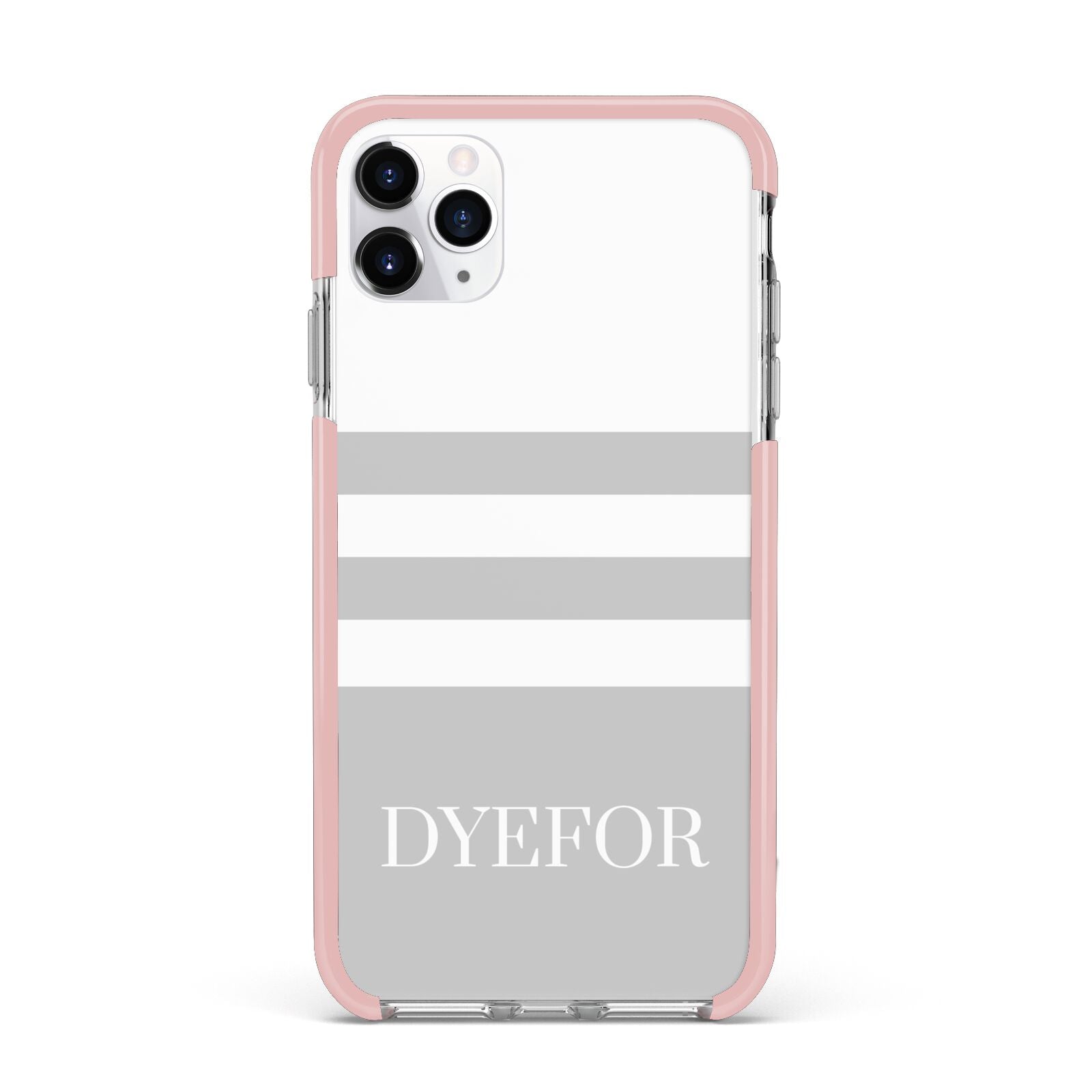 Stripes Personalised Name iPhone 11 Pro Max Impact Pink Edge Case