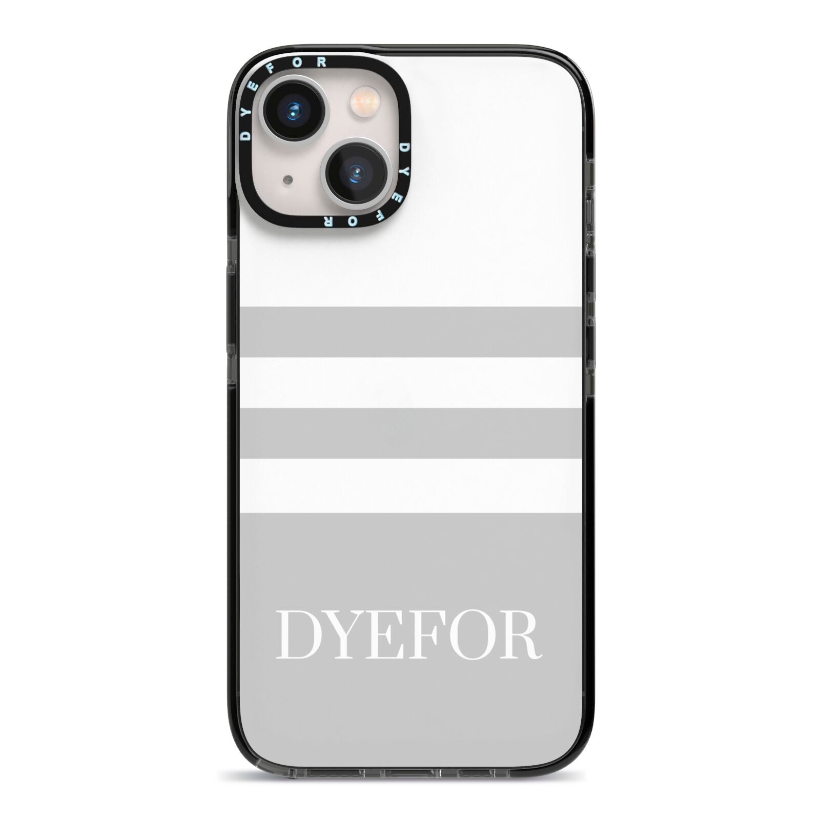 Stripes Personalised Name iPhone 13 Black Impact Case on Silver phone