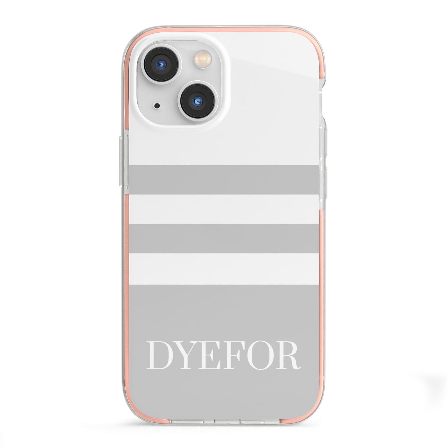 Stripes Personalised Name iPhone 13 Mini TPU Impact Case with Pink Edges