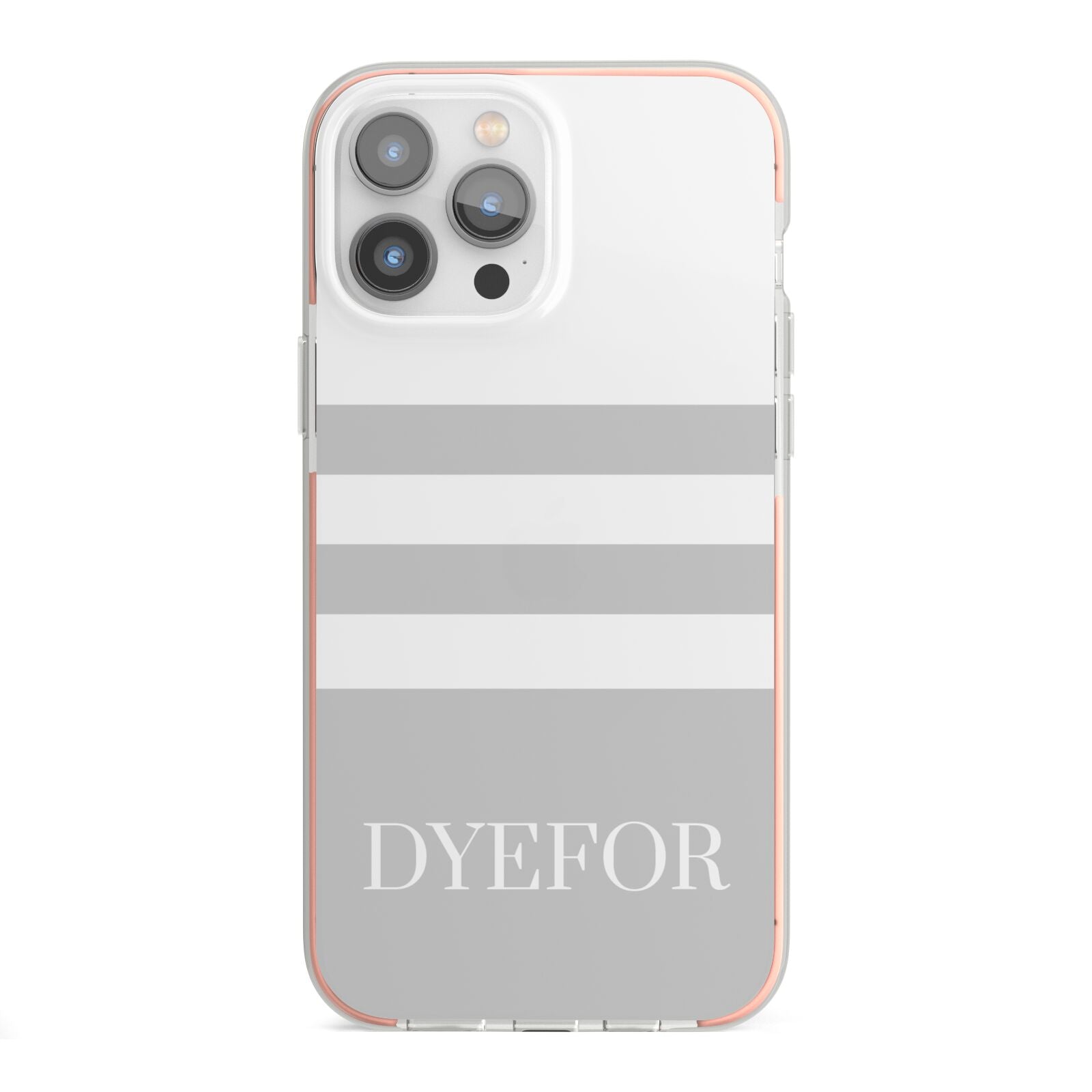 Stripes Personalised Name iPhone 13 Pro Max TPU Impact Case with Pink Edges