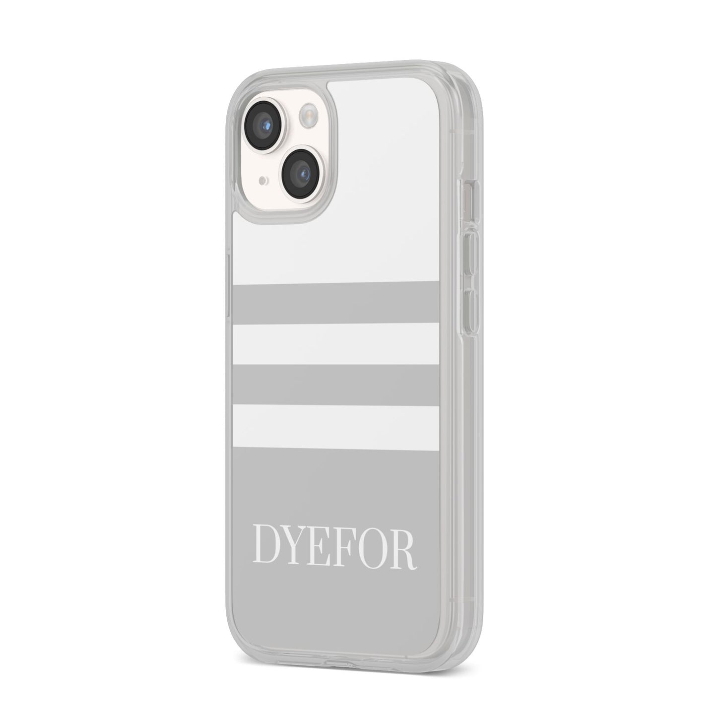 Stripes Personalised Name iPhone 14 Clear Tough Case Starlight Angled Image