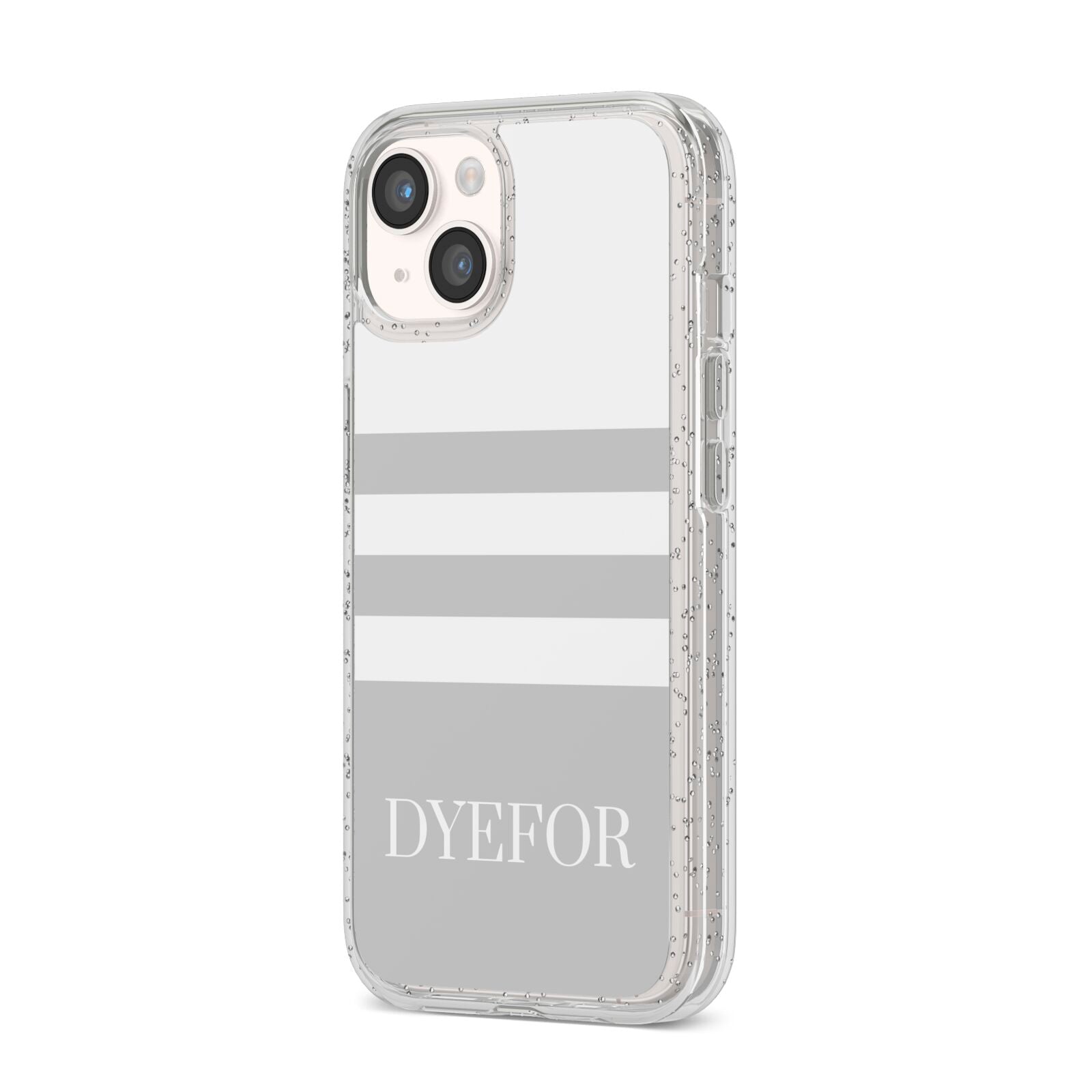 Stripes Personalised Name iPhone 14 Glitter Tough Case Starlight Angled Image