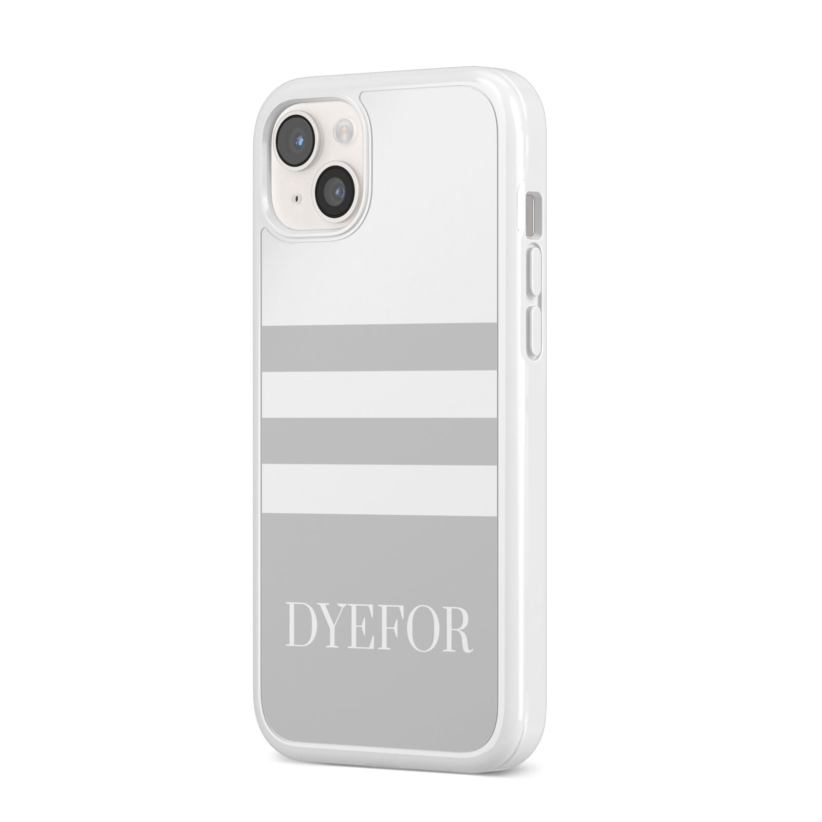 Stripes Personalised Name iPhone 14 Plus Clear Tough Case Starlight Angled Image