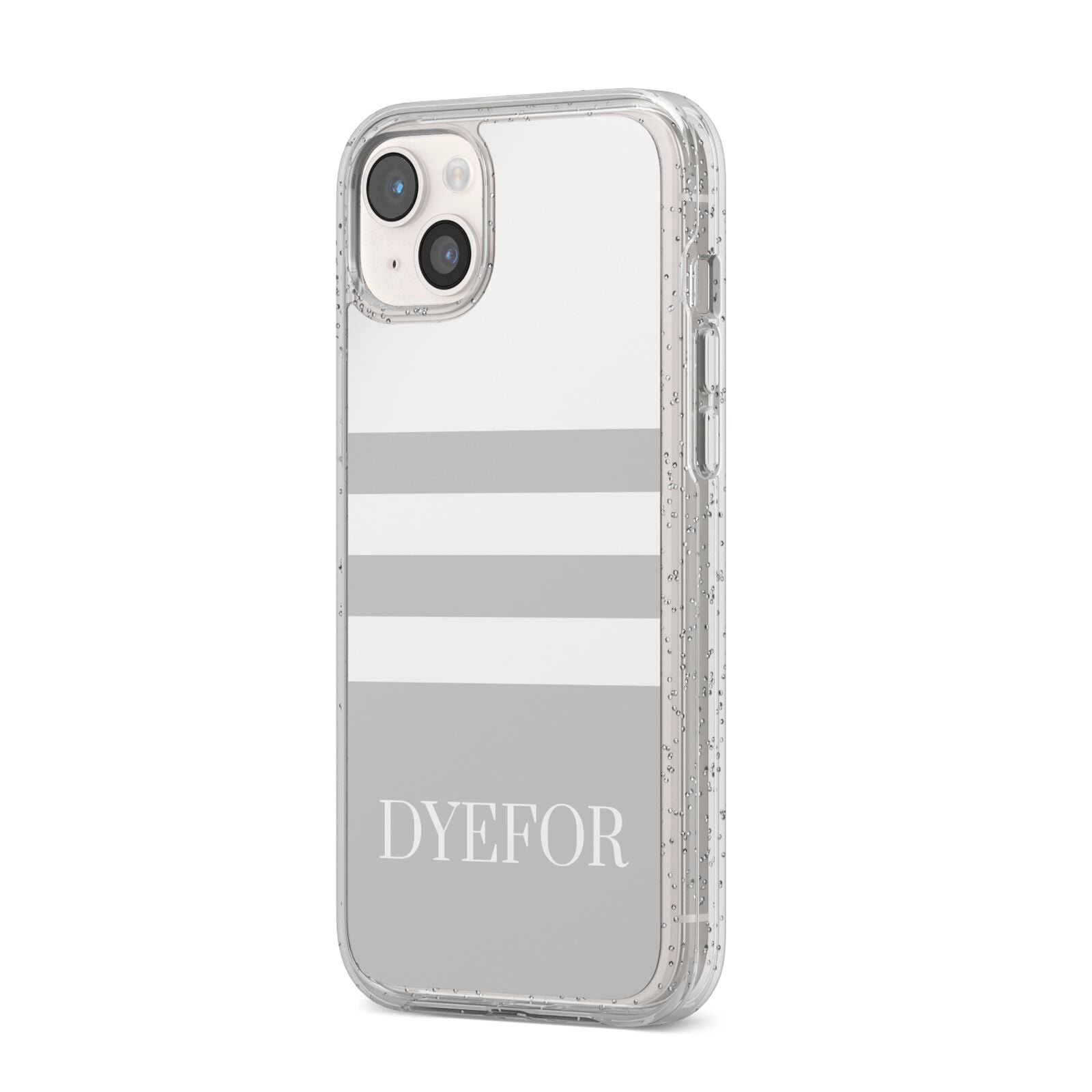 Stripes Personalised Name iPhone 14 Plus Glitter Tough Case Starlight Angled Image