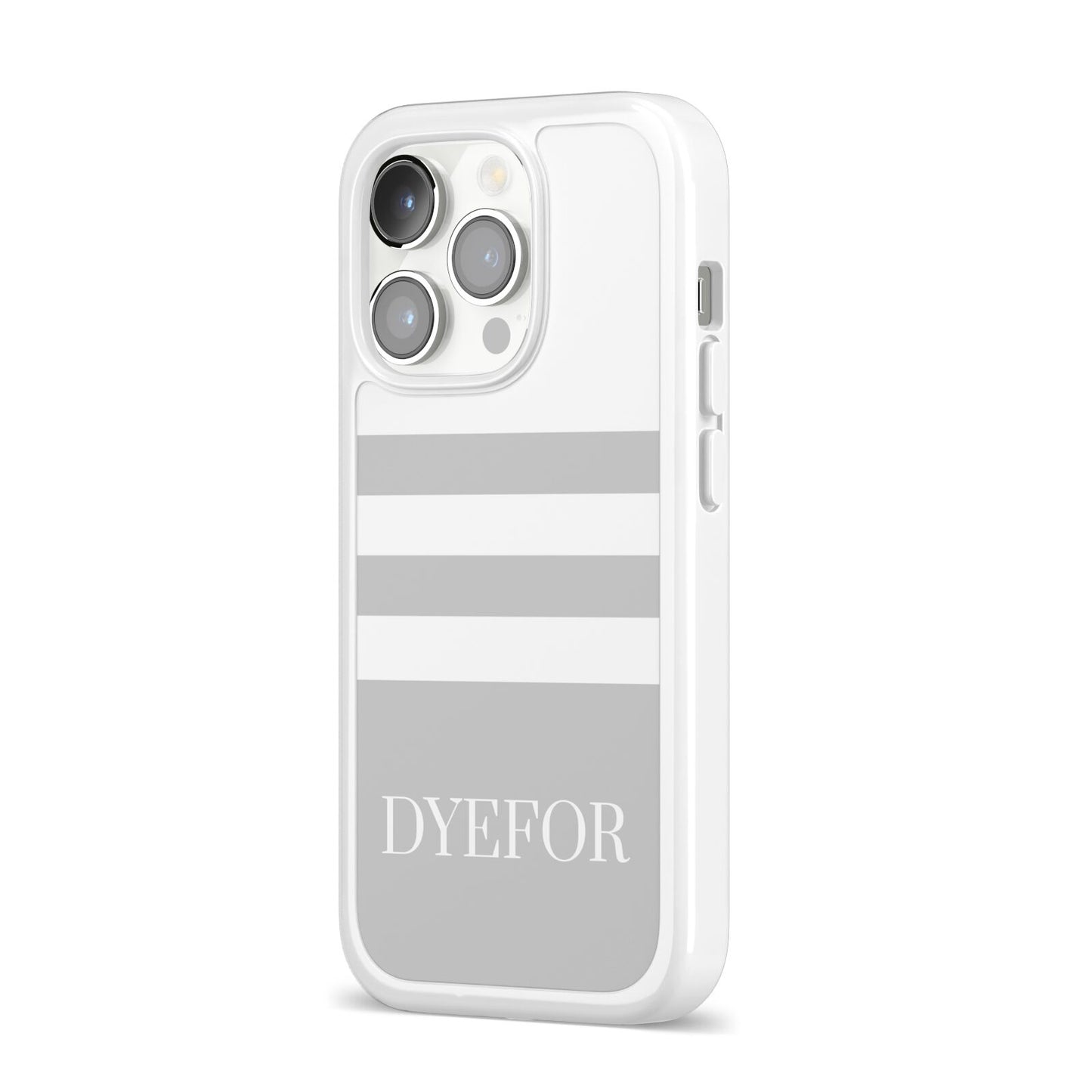 Stripes Personalised Name iPhone 14 Pro Clear Tough Case Silver Angled Image