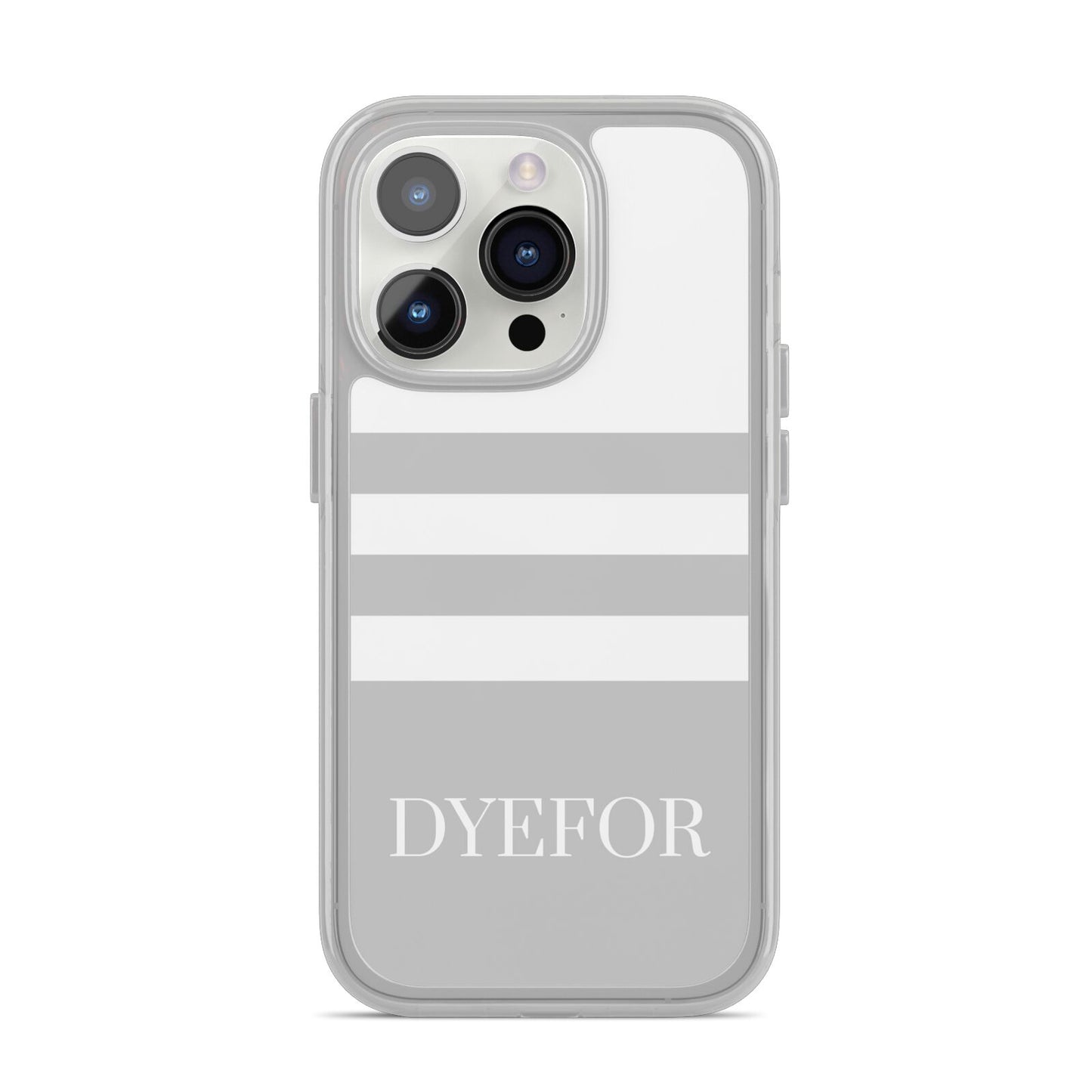 Stripes Personalised Name iPhone 14 Pro Clear Tough Case Silver