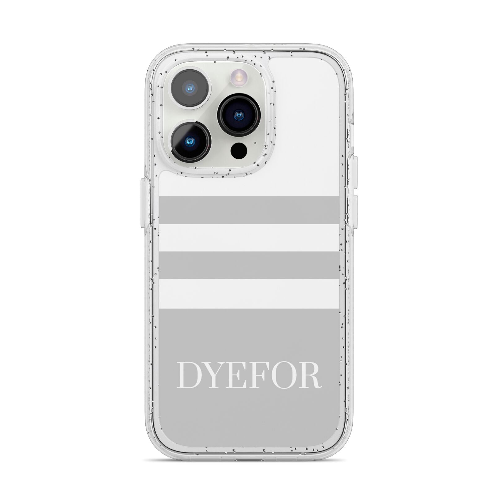 Stripes Personalised Name iPhone 14 Pro Glitter Tough Case Silver