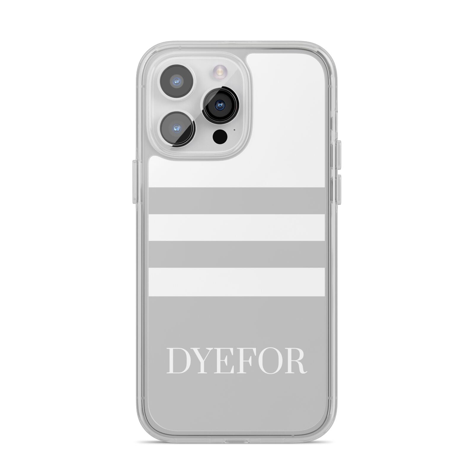 Stripes Personalised Name iPhone 14 Pro Max Clear Tough Case Silver