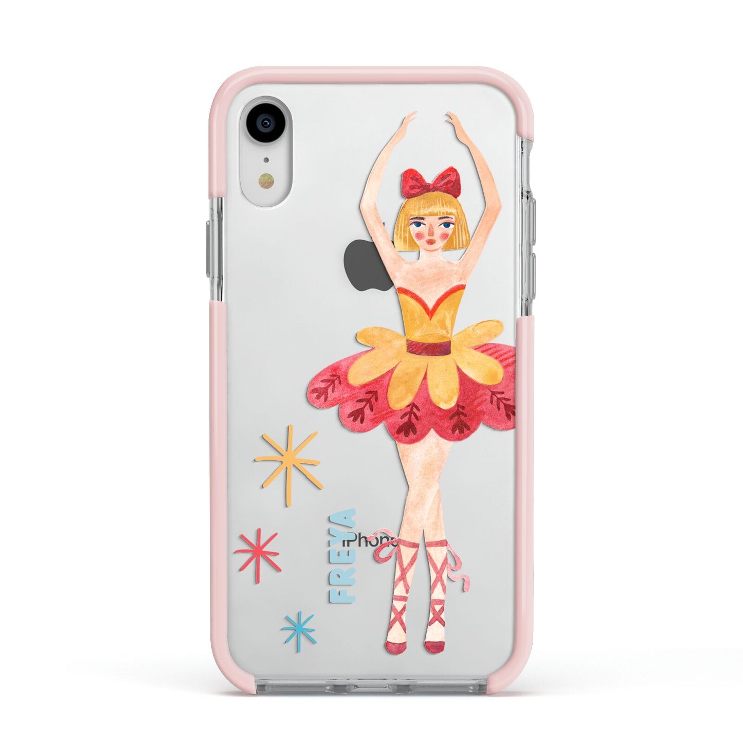 Sugarplum Nutcracker Personalised Apple iPhone XR Impact Case Pink Edge on Silver Phone