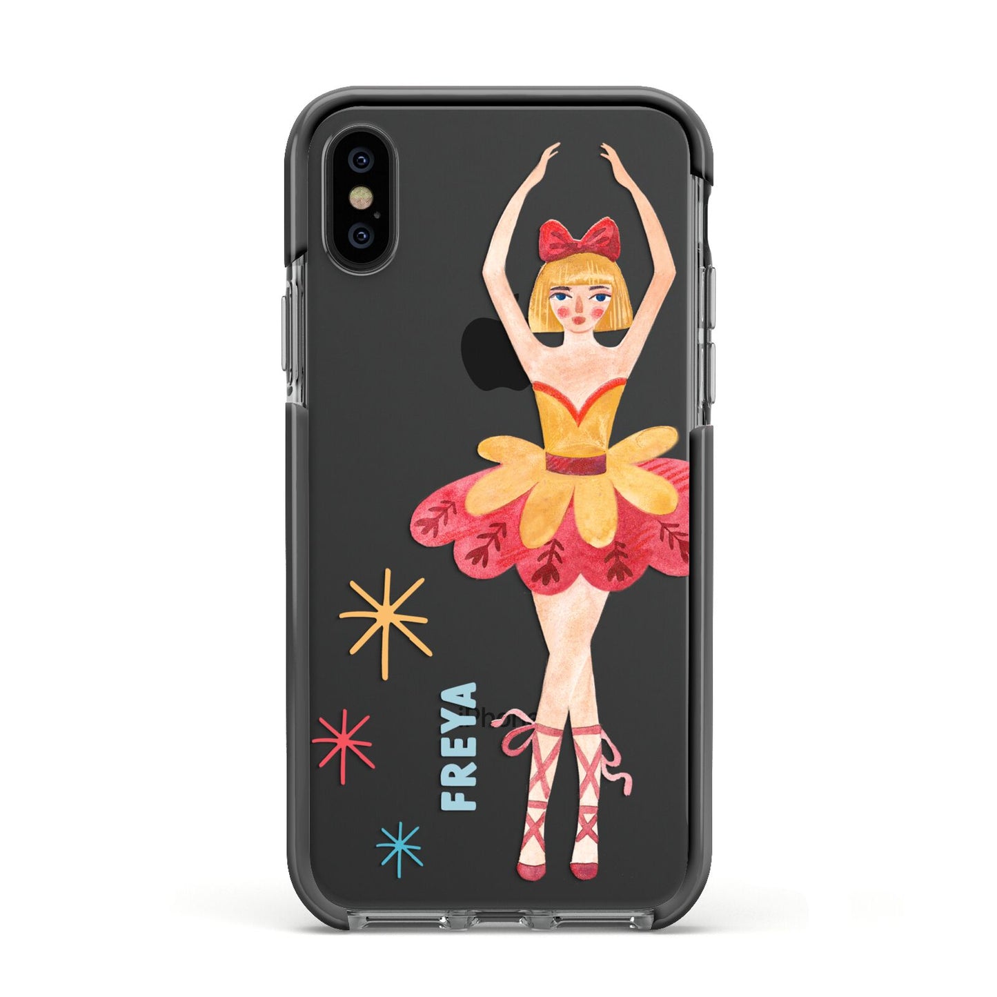 Sugarplum Nutcracker Personalised Apple iPhone Xs Impact Case Black Edge on Black Phone