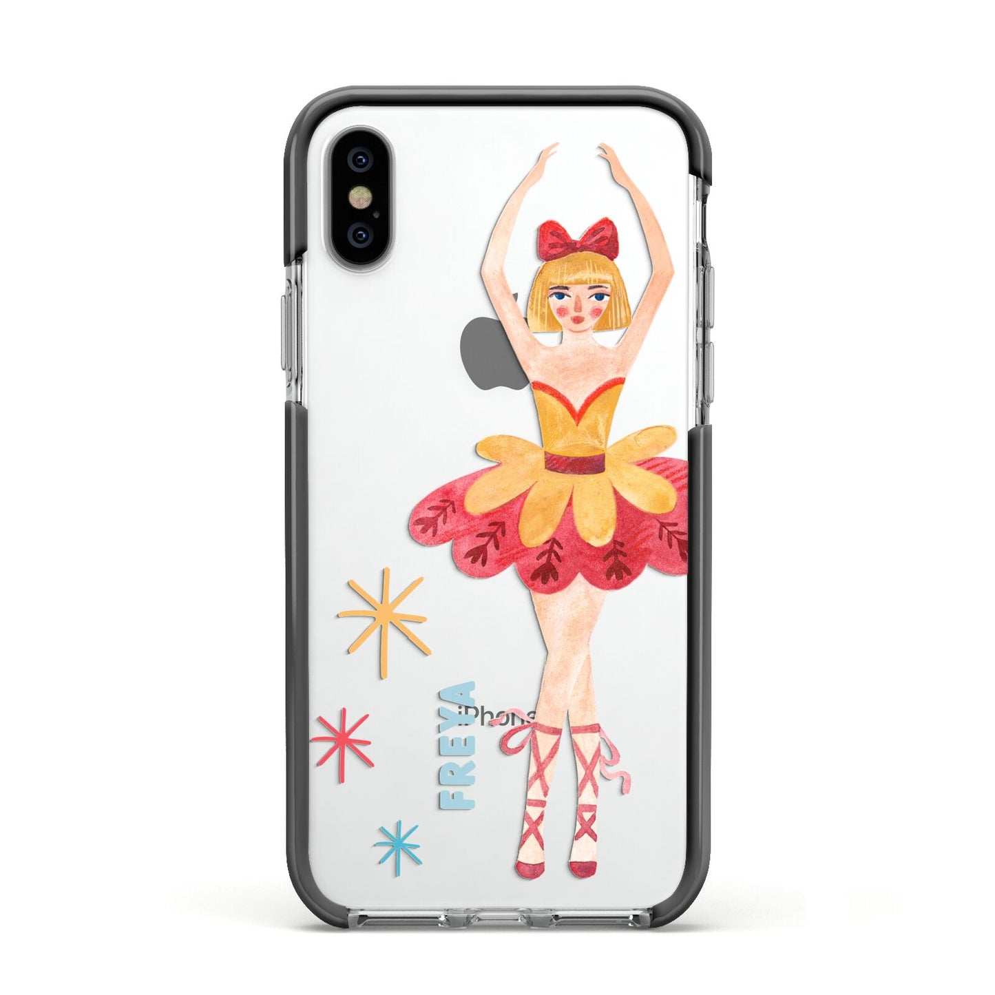 Sugarplum Nutcracker Personalised Apple iPhone Xs Impact Case Black Edge on Silver Phone