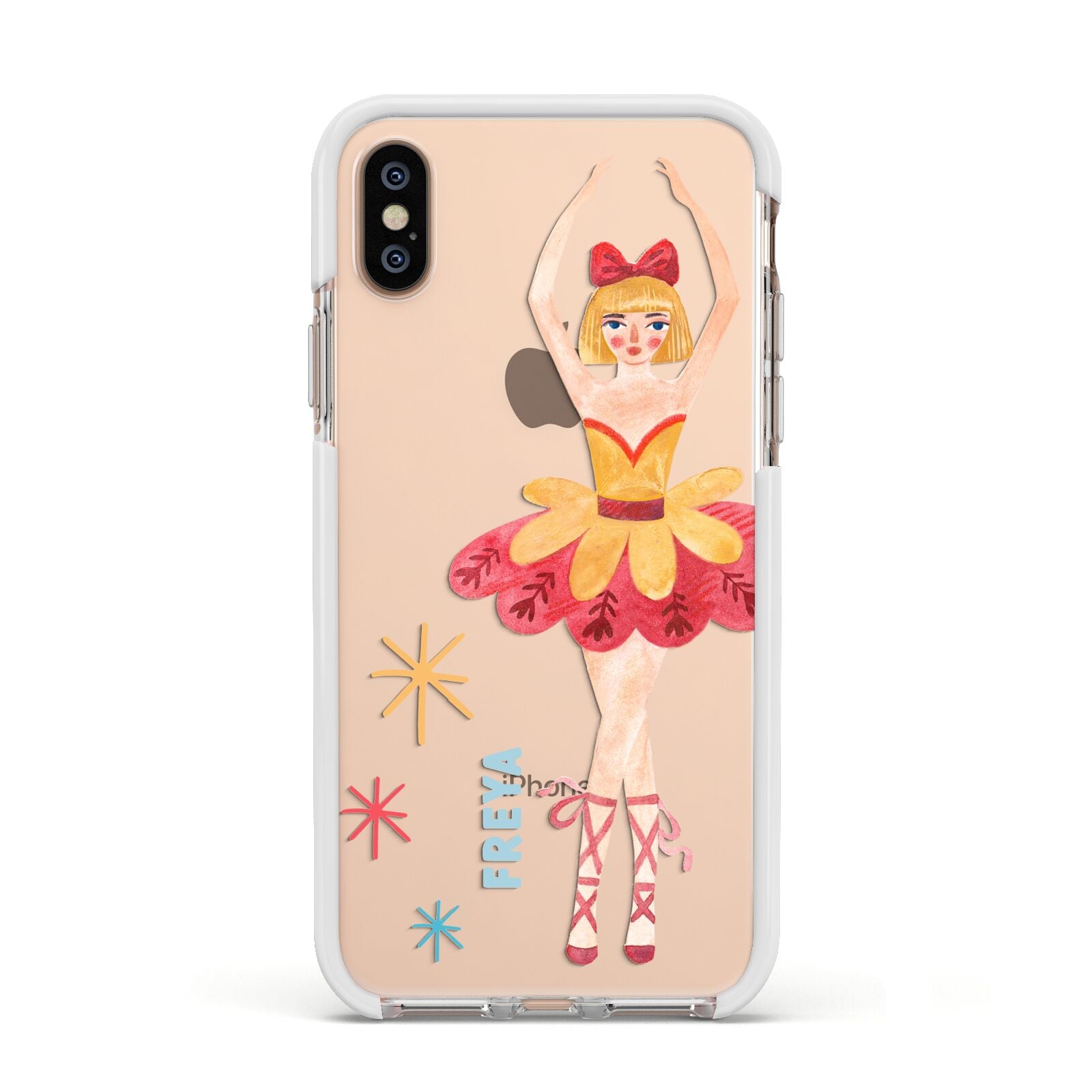 Sugarplum Nutcracker Personalised Apple iPhone Xs Impact Case White Edge on Gold Phone