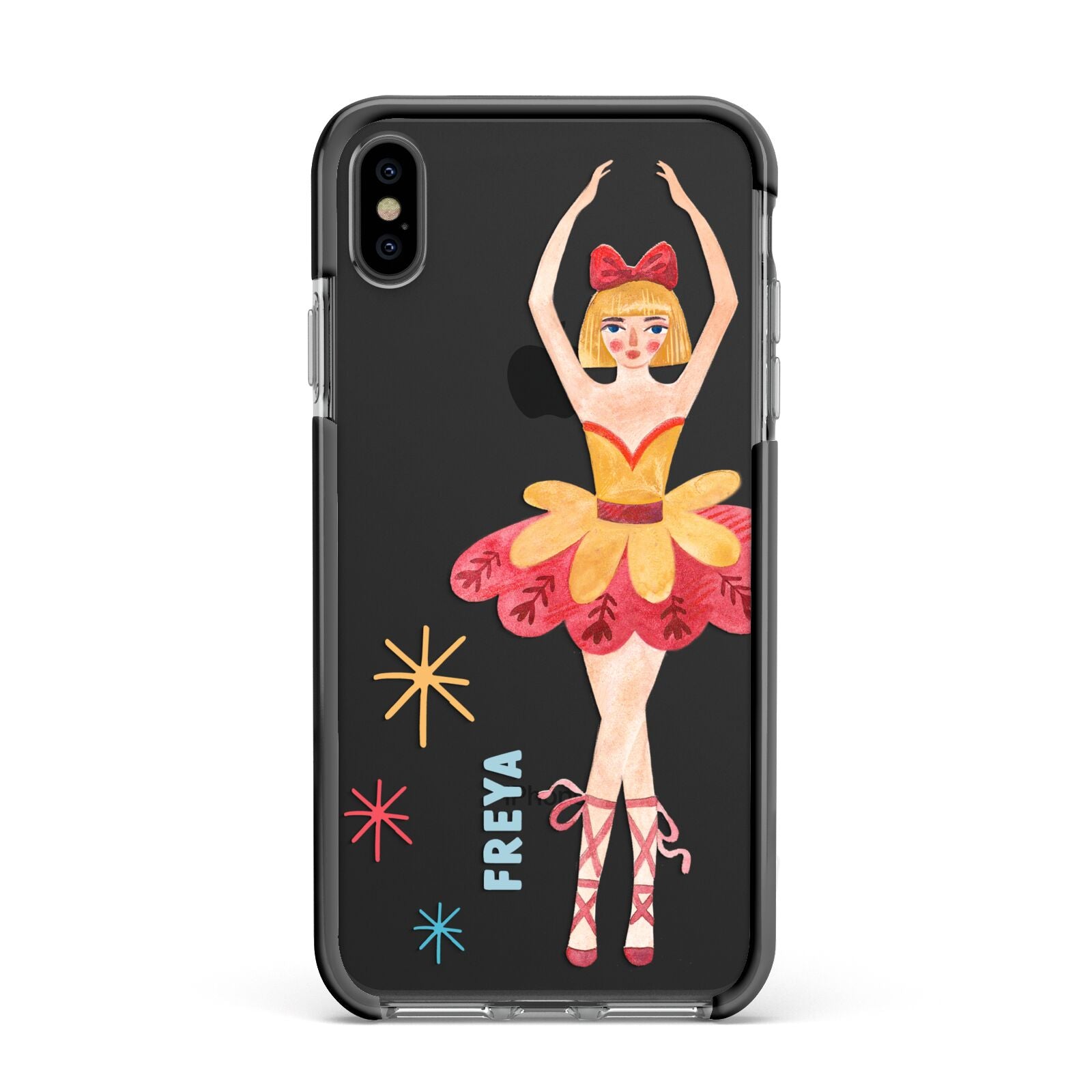 Sugarplum Nutcracker Personalised Apple iPhone Xs Max Impact Case Black Edge on Black Phone